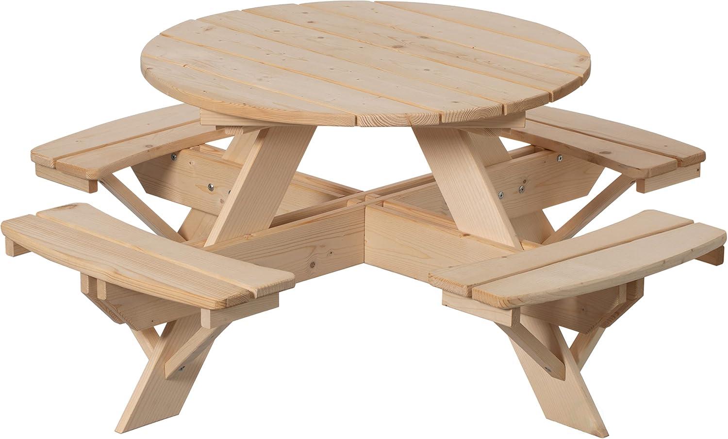 Admeto Wooden Kids Round Picnic Table Bench, Outdoor Children's Backyard Table, Crafting, Dining, and Playtime Patio Table