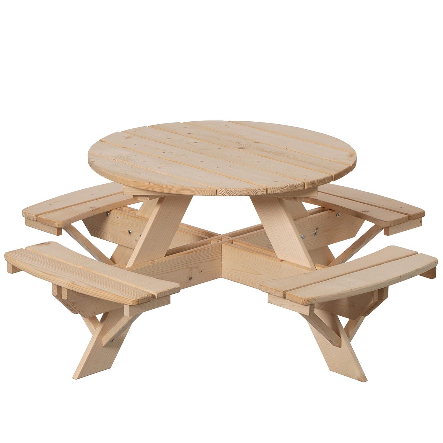 Isabelle & Max™ Admeto Wooden Kids Round Picnic Table Bench, Outdoor Children's Backyard Table, Crafting, Dining, and Playtime Patio Table