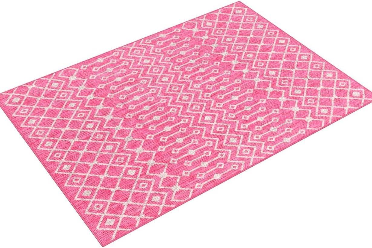 Unique Loom 7' 1 x 10' 0 Rectangle Indoor/Outdoor Trellis Fuschia Area Rug