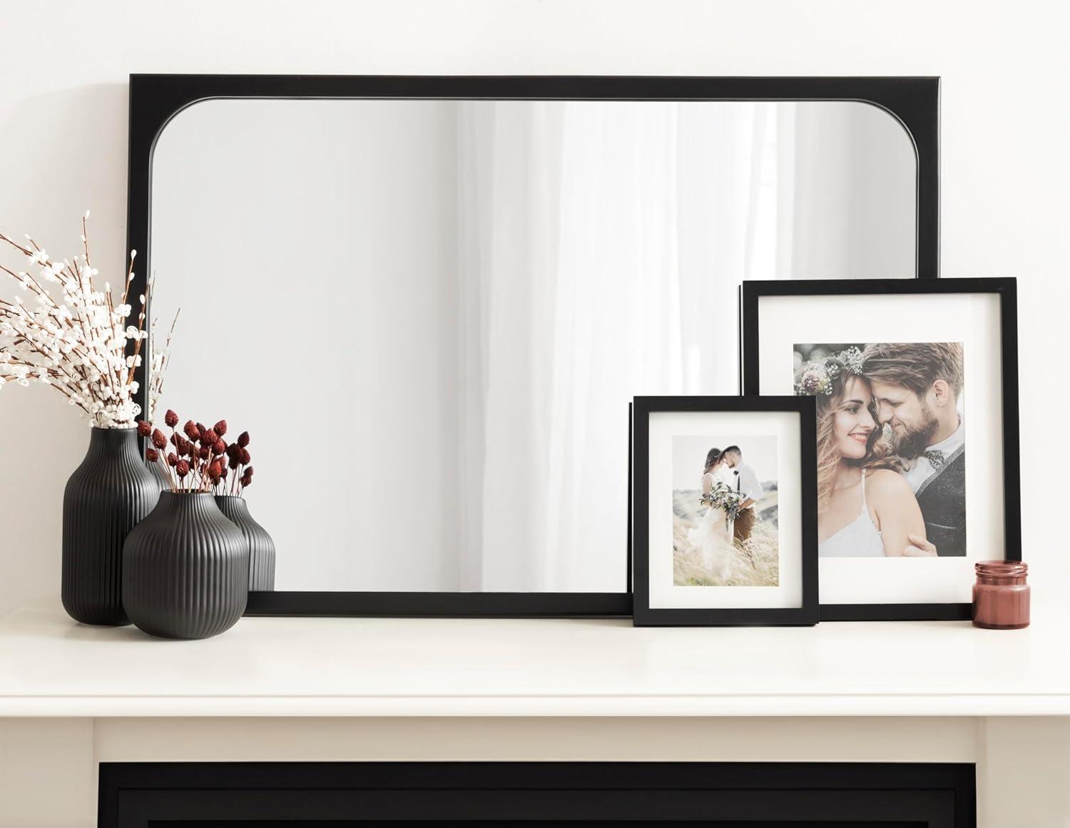 Kate & Laurel All Things Decor 24"x36" Kenai Framed Wall Mirror Walnut Brown: Modern Rectangular Design, No Assembly Required