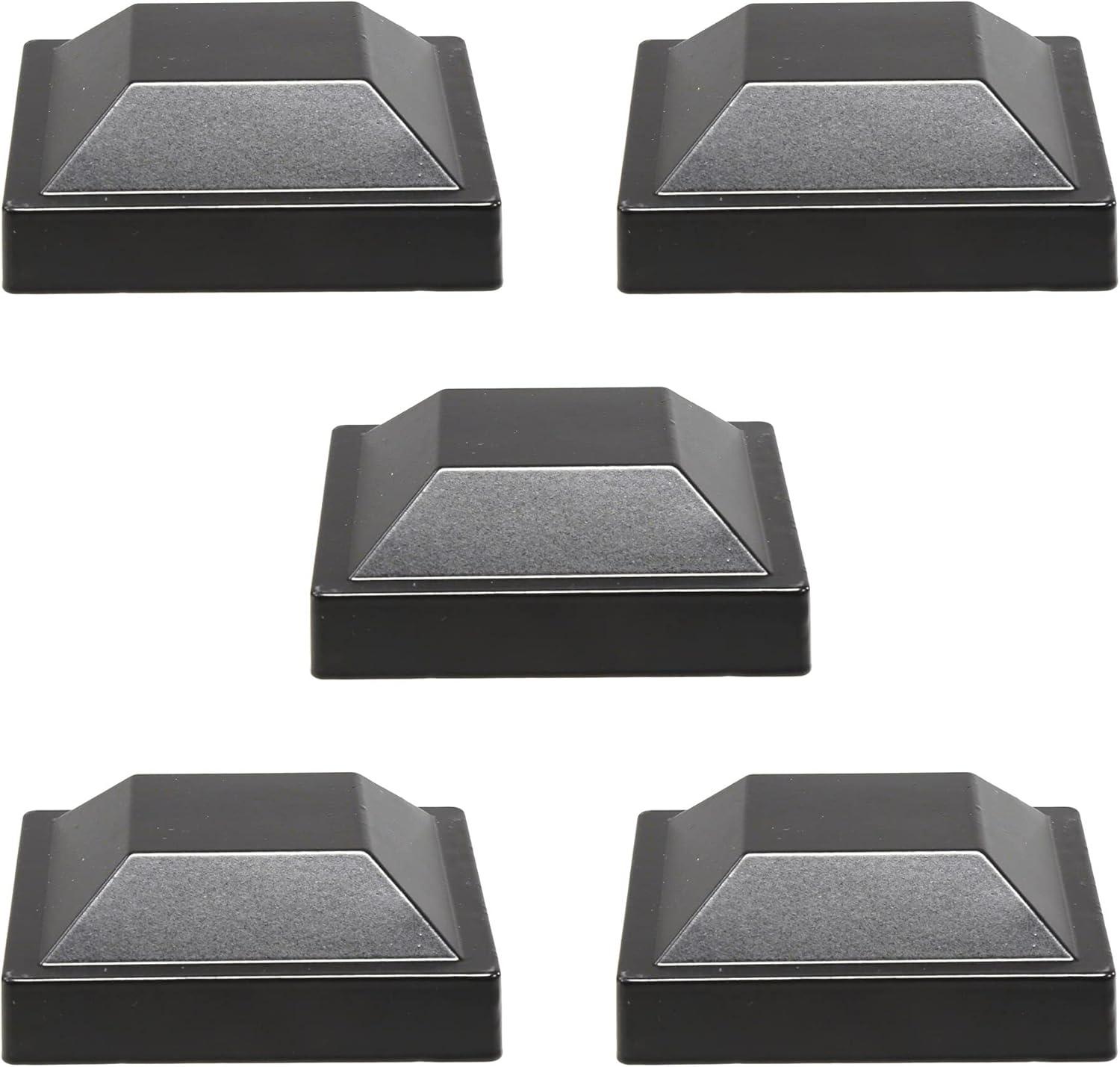 Plum Fittings 3" x 3" Square Black Plastic Post Cap for Aluminum Fence Posts | Black Post Caps (5 Pack)