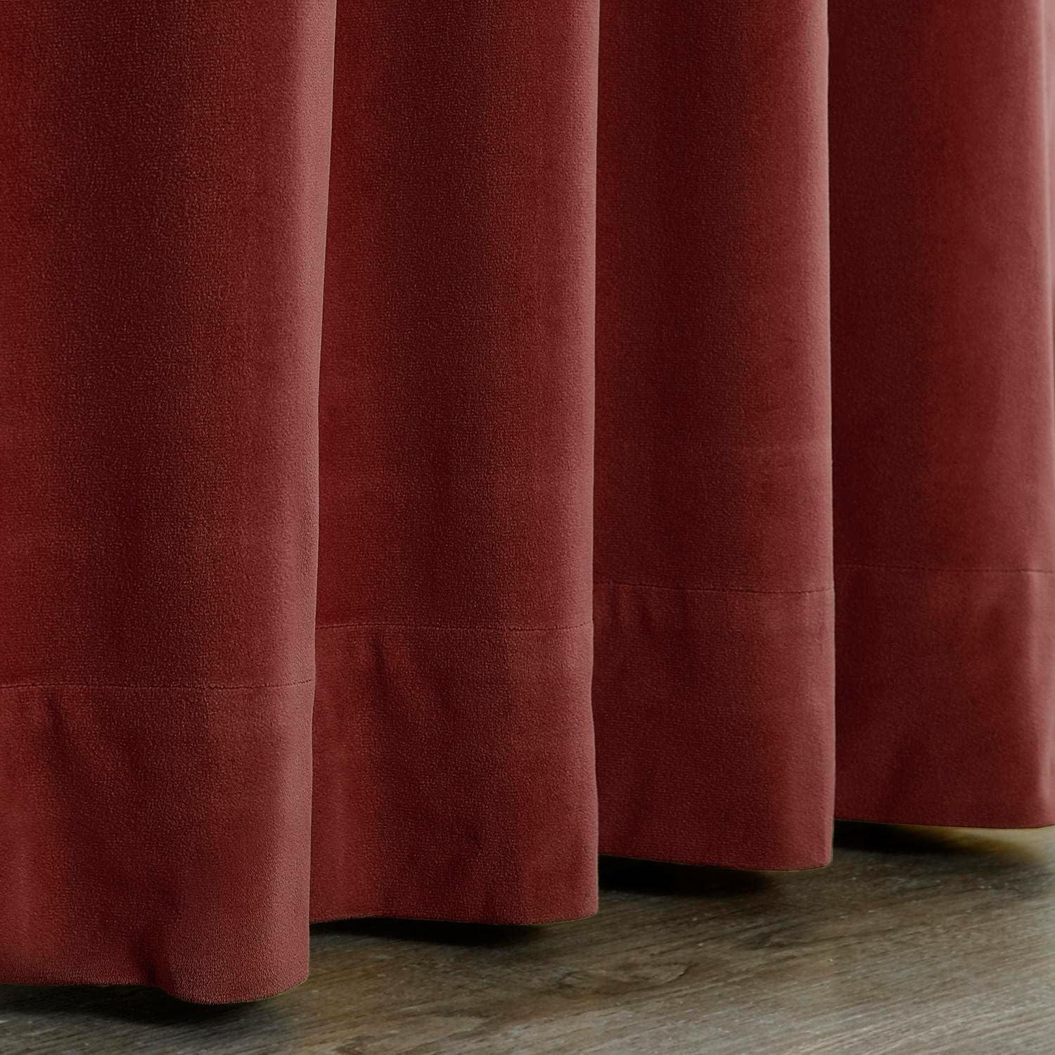 Half Price Drapes Signature Crimson Rust Velvet Blackout Curtains For Bedroom(1 Panel), 50WX 108L