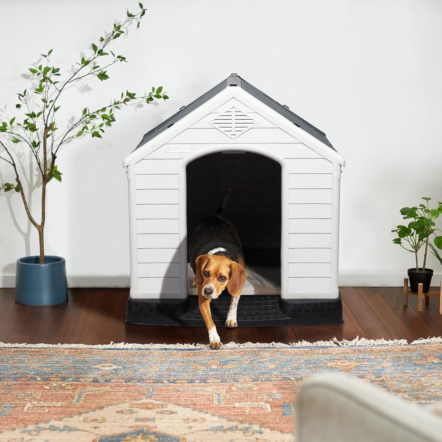 Large Gray Plastic Raised Floor Dog House