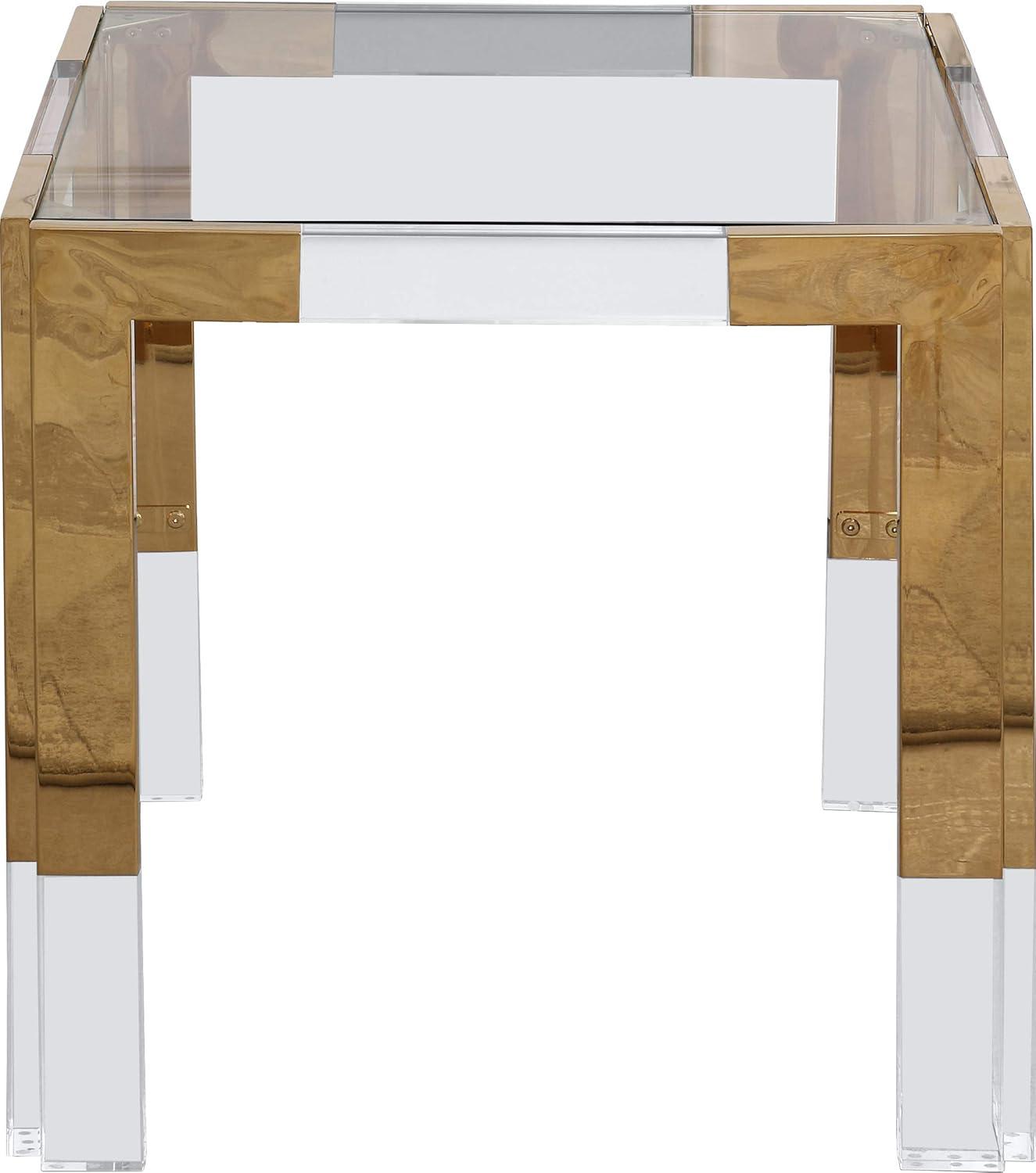 Meridian Furniture Casper Stainless Steel Squared Glass Top End Table in Chrome