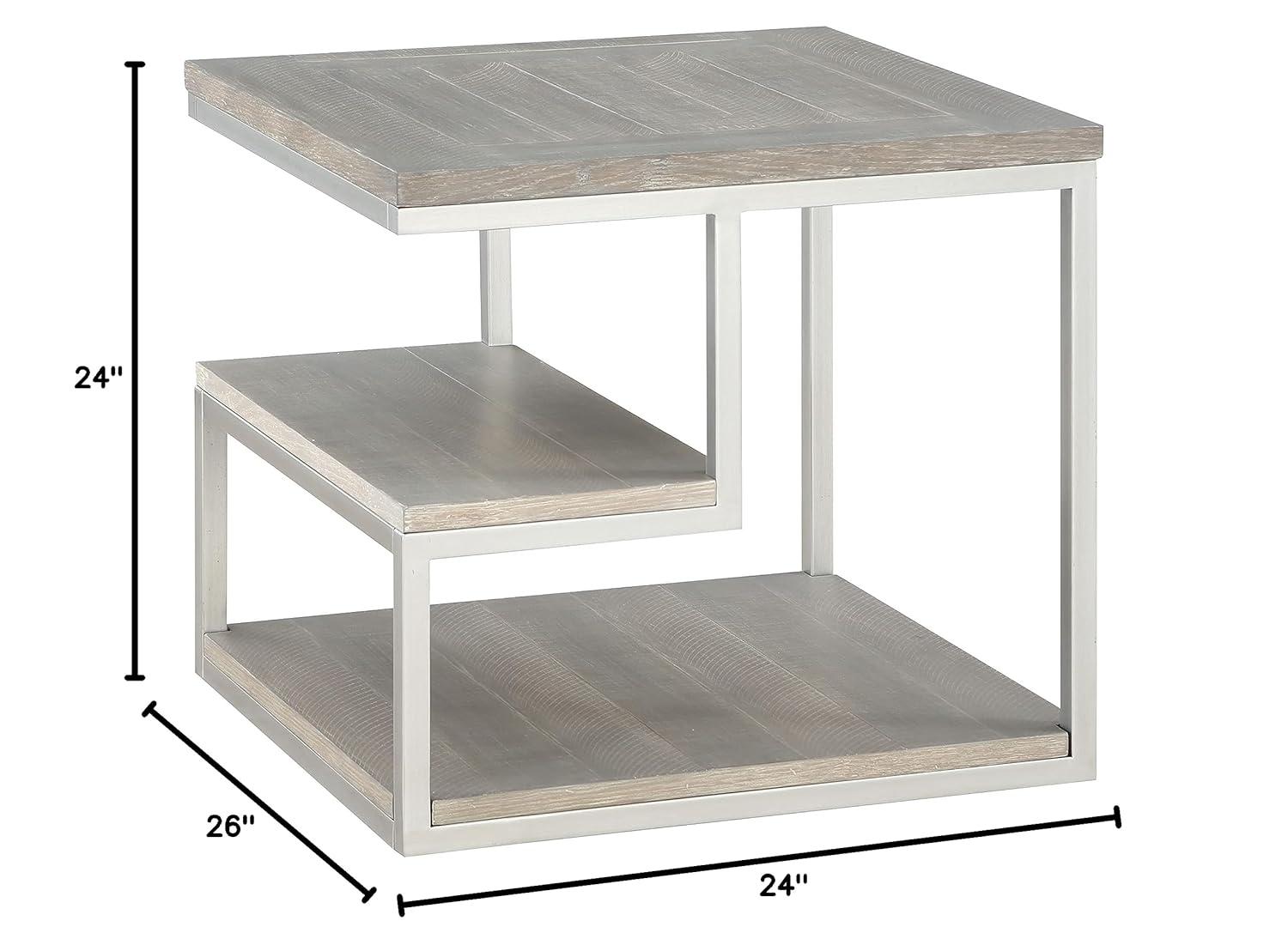 Progressive Furniture Lake Forest II Wood End Table in Musk Gray/Natural