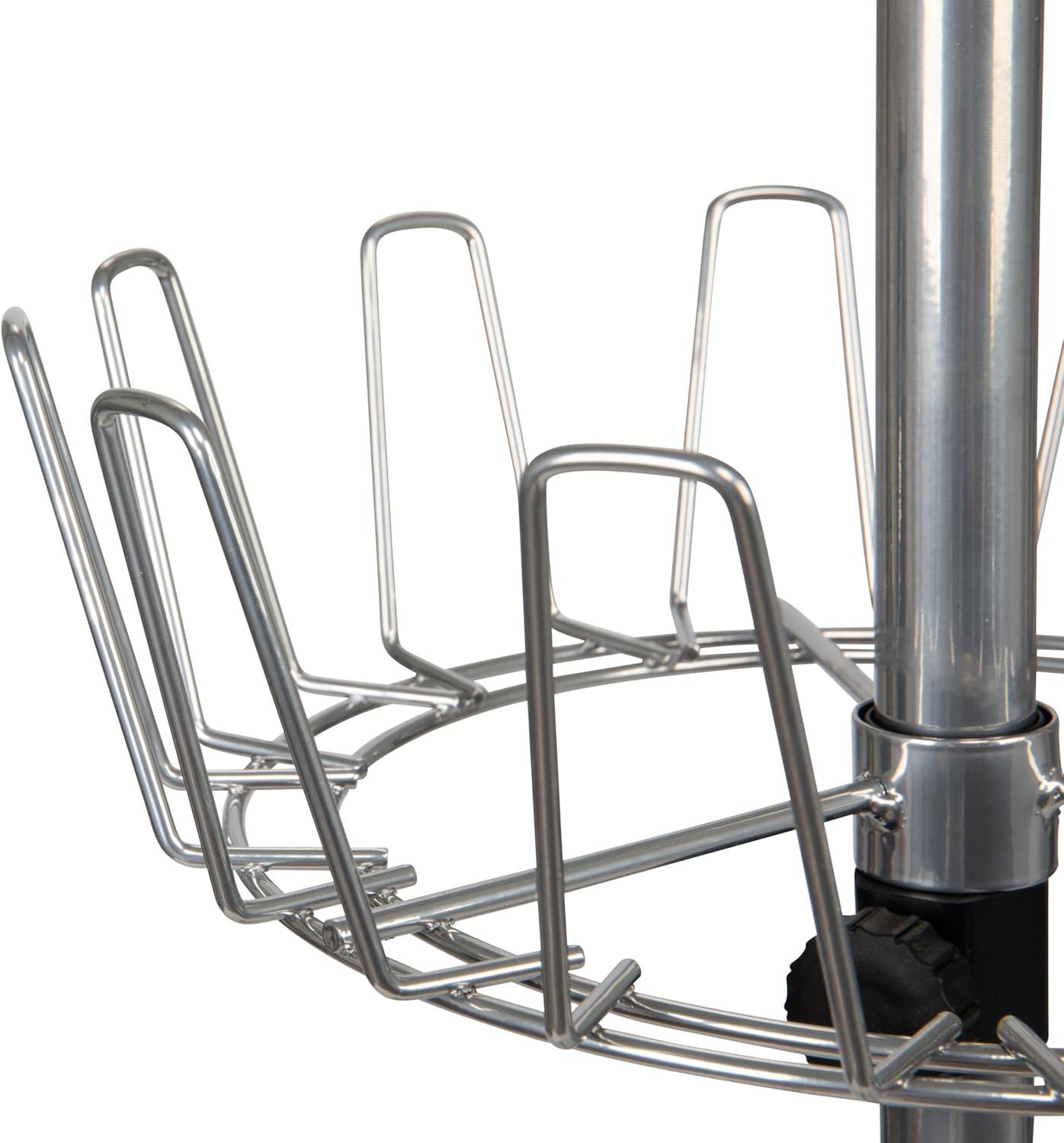 Household Essentials 4 Tier Shoe Tree Silver: Iron Frame Shoe Rack, Holds 24 Pairs, Freestanding Shoe Storage Solution