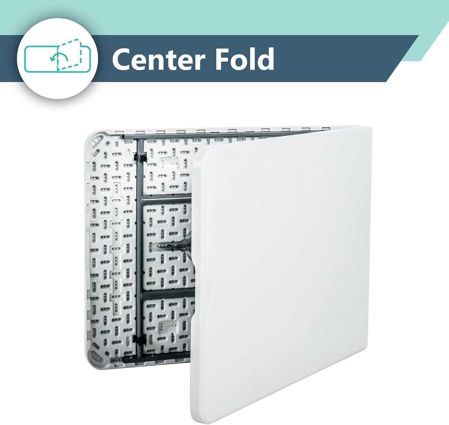 Peakform Multipurpose Banquet Fold-In-Half Table Lightweight Durable Desk with Secure Base for Indoor and Outdoor Events, 6 Foot, White