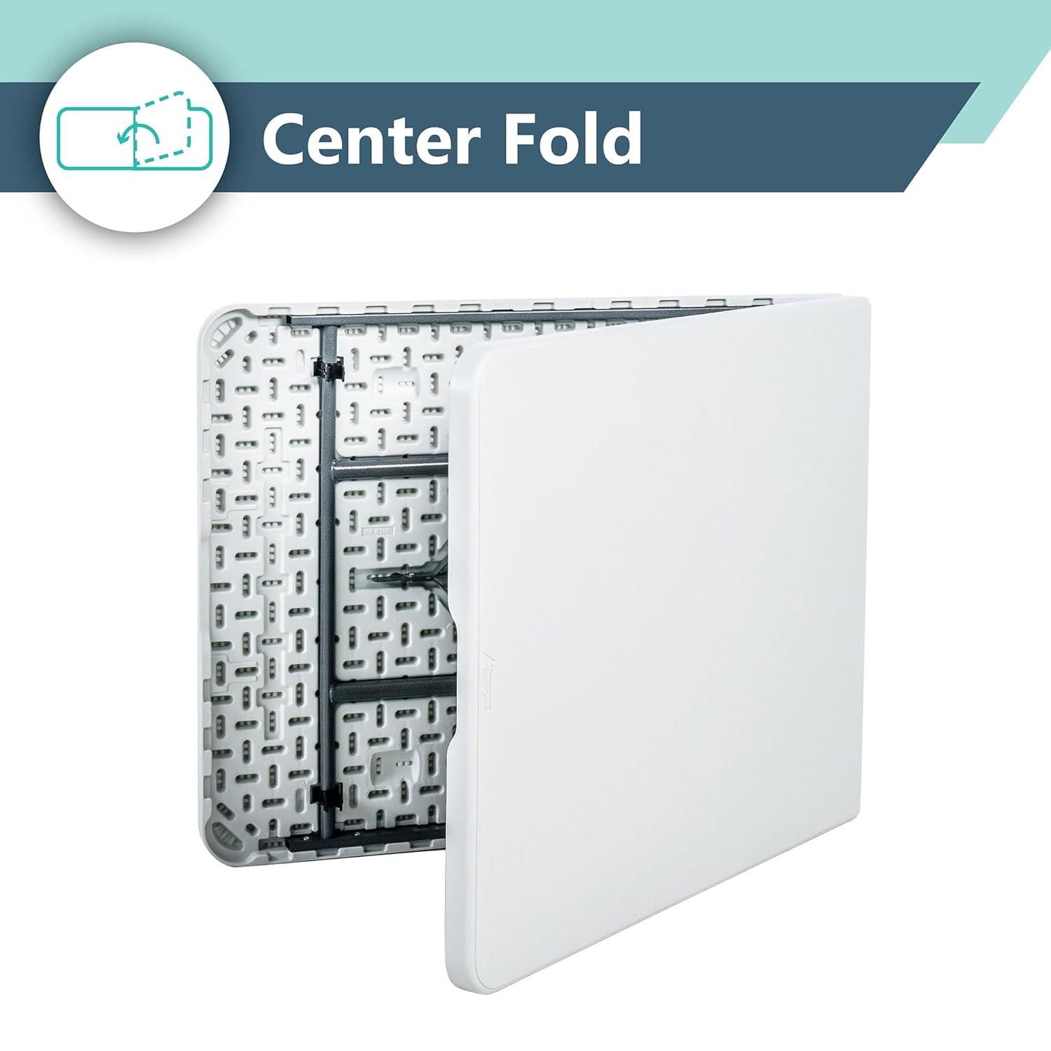 Peakform Multipurpose Banquet Fold-In-Half Table Lightweight Durable Desk with Secure Base for Indoor and Outdoor Events, 6 Foot, White