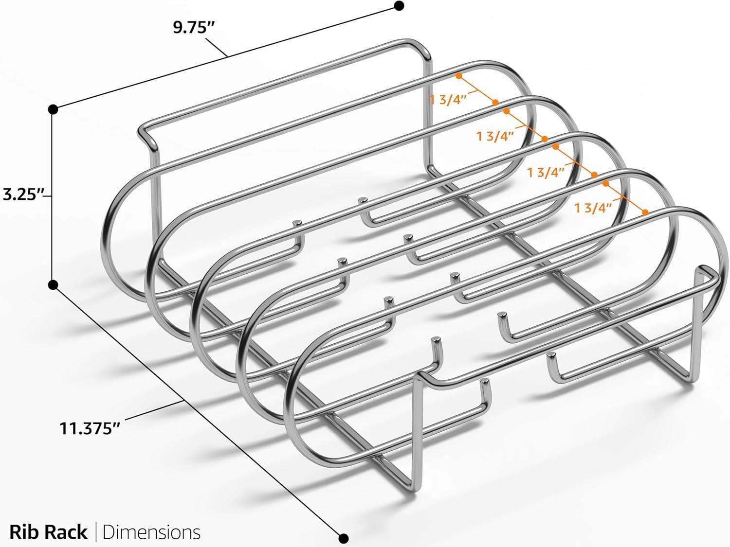 Silver Steel Non-Stick Rib Rack for Grilling