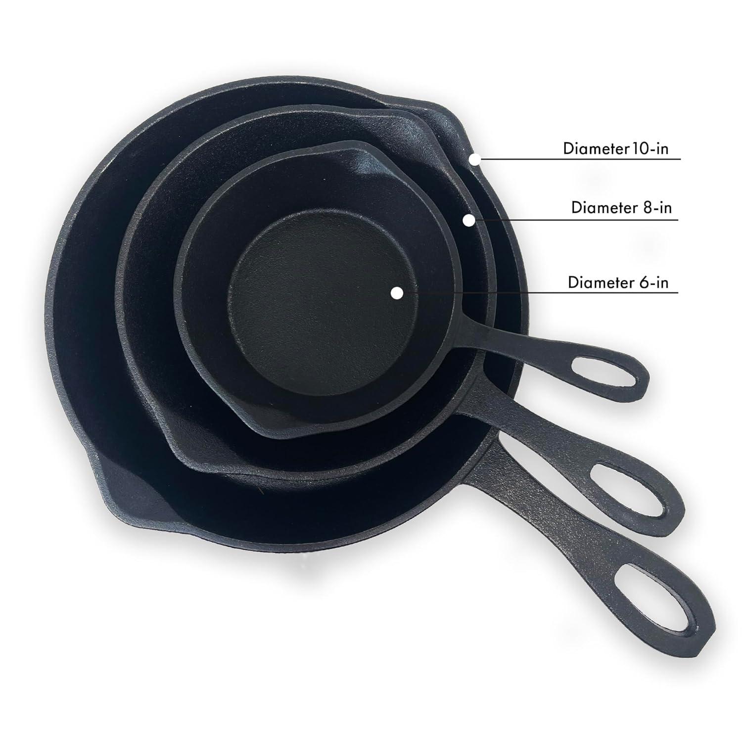 Bayou Classic Bayou Classic Seasoned Cast Iron Non-Stick Skillet Set