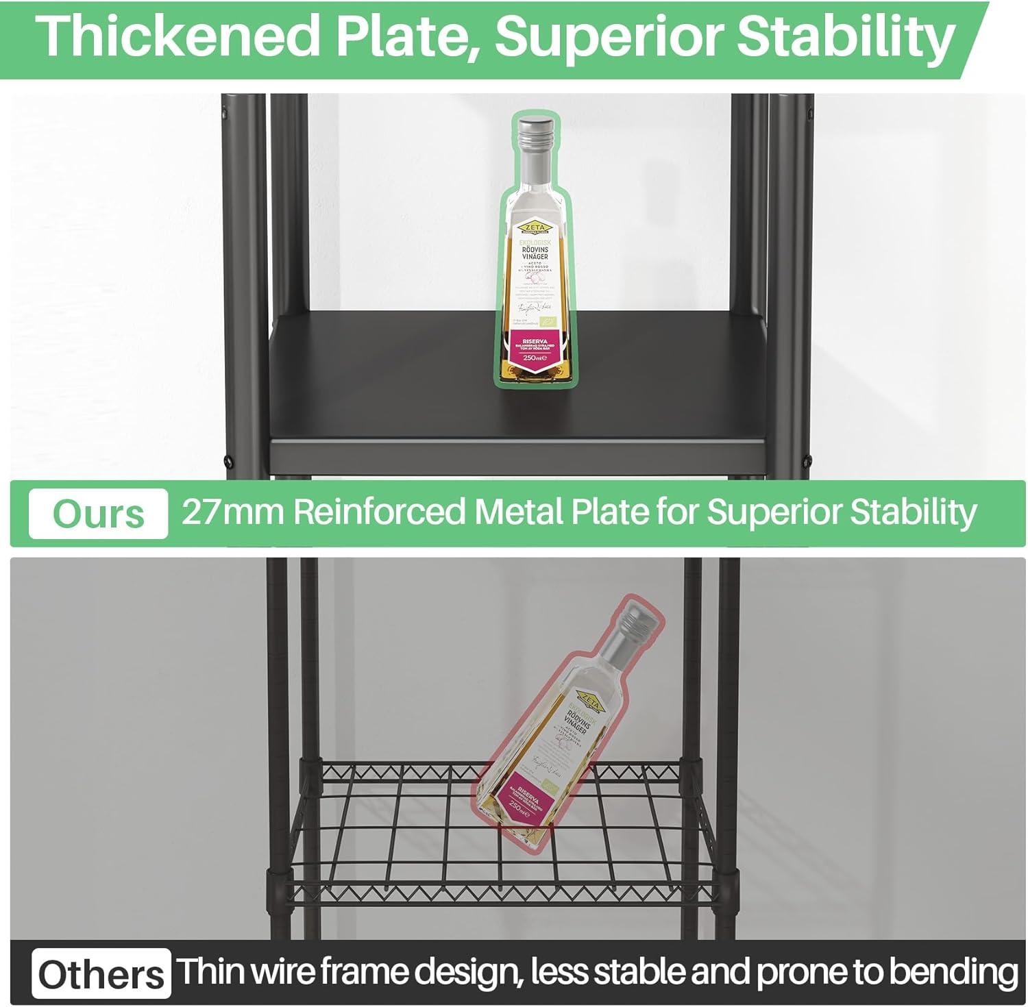 5-Tier Kitchen Storage Shelves, Adjustable Metal Shelves for Storage Pantry Shelves with Rolling Wheels, Storage Rack Shelving Unit Organizer for Bedroom Laundry Closet