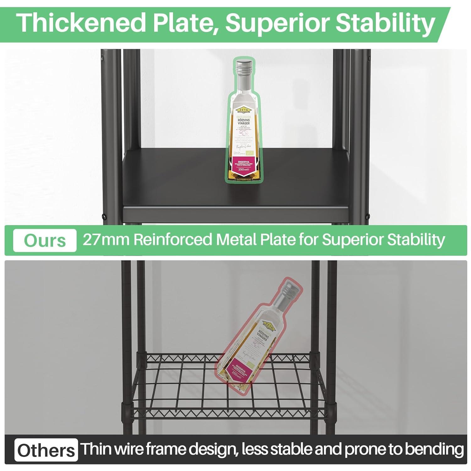 5-Tier Kitchen Storage Shelves, Adjustable Metal Shelves for Storage Pantry Shelves with Rolling Wheels, Storage Rack Shelving Unit Organizer for Bedroom Laundry Closet