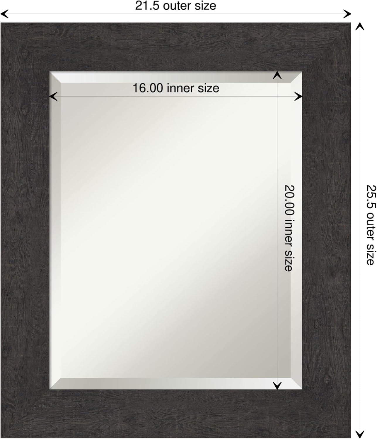 Amanti Art Beveled Bathroom Wall Mirror - Rustic Plank Espresso Frame Outer Size: 21 x 25 in