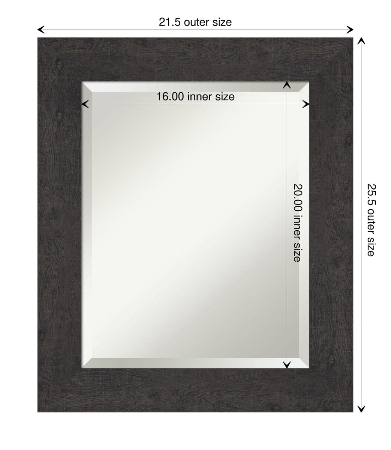 Amanti Art Beveled Bathroom Wall Mirror - Rustic Plank Espresso Frame Outer Size: 21 x 25 in