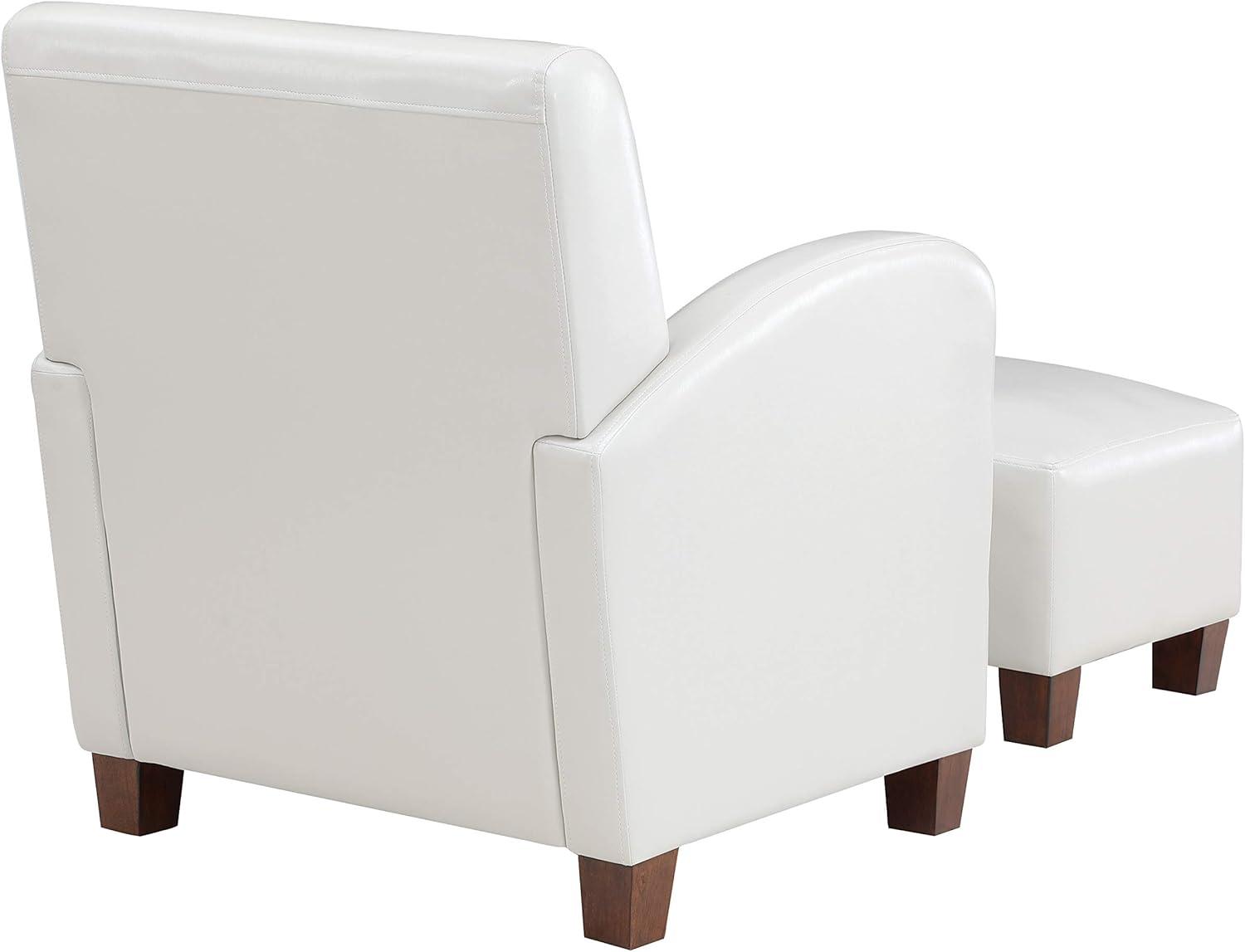 Cream Faux Leather Accent Chair with Matching Ottoman