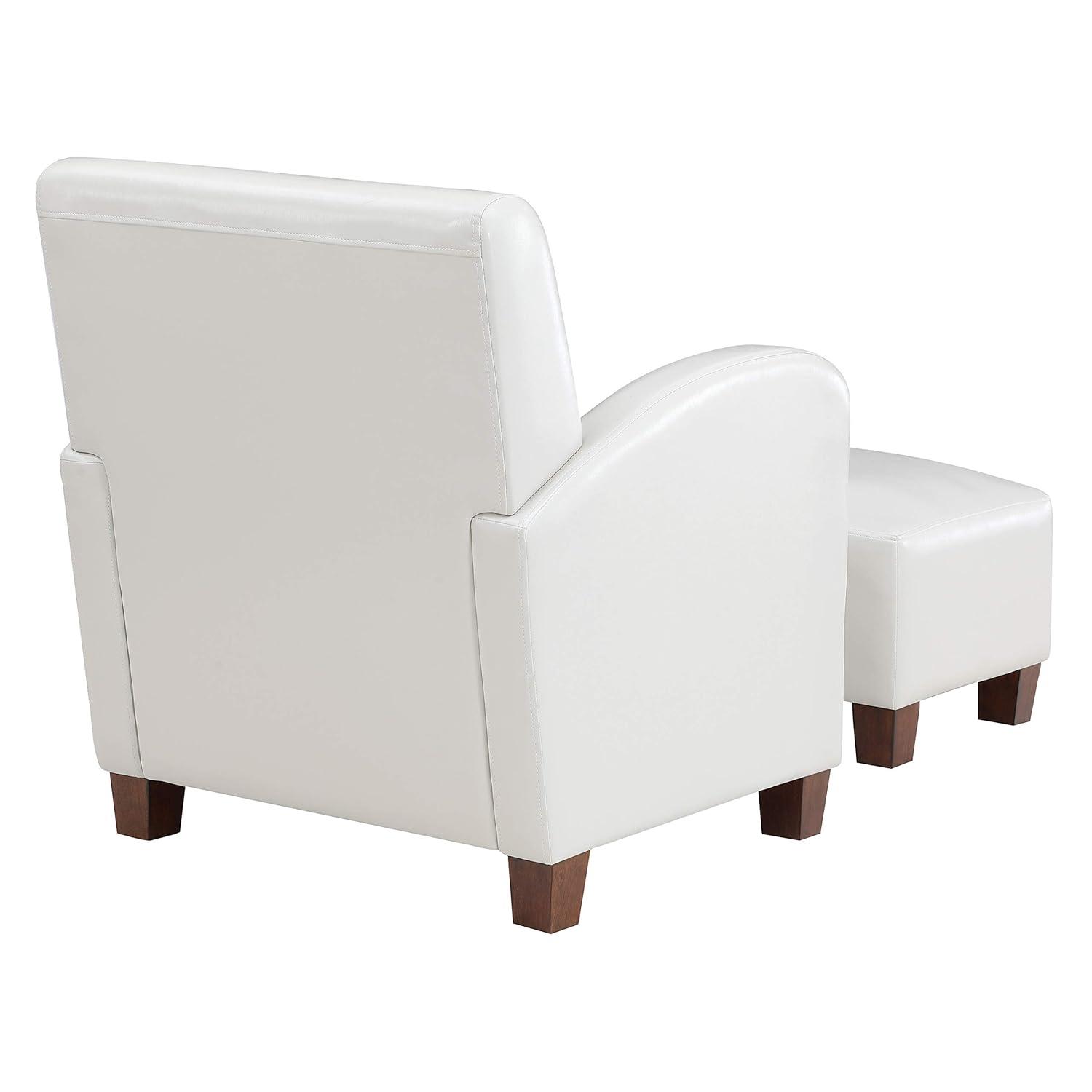 Aiden Chair & Ottoman Cream Faux Leather with Medium Espresso Legs