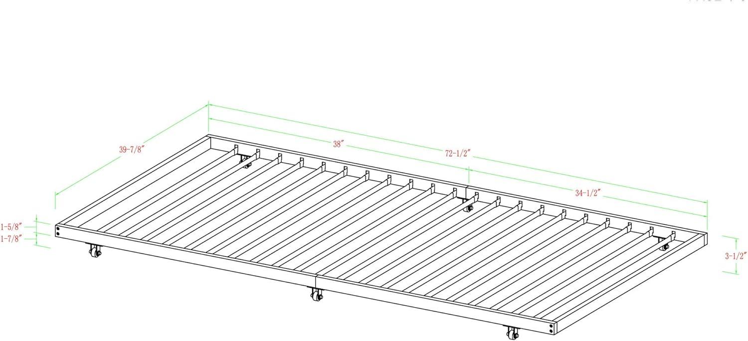 Walker Edison Twin Roll-Out Metal Trundle Bed Frame - Black,  (Mattress sold separately)