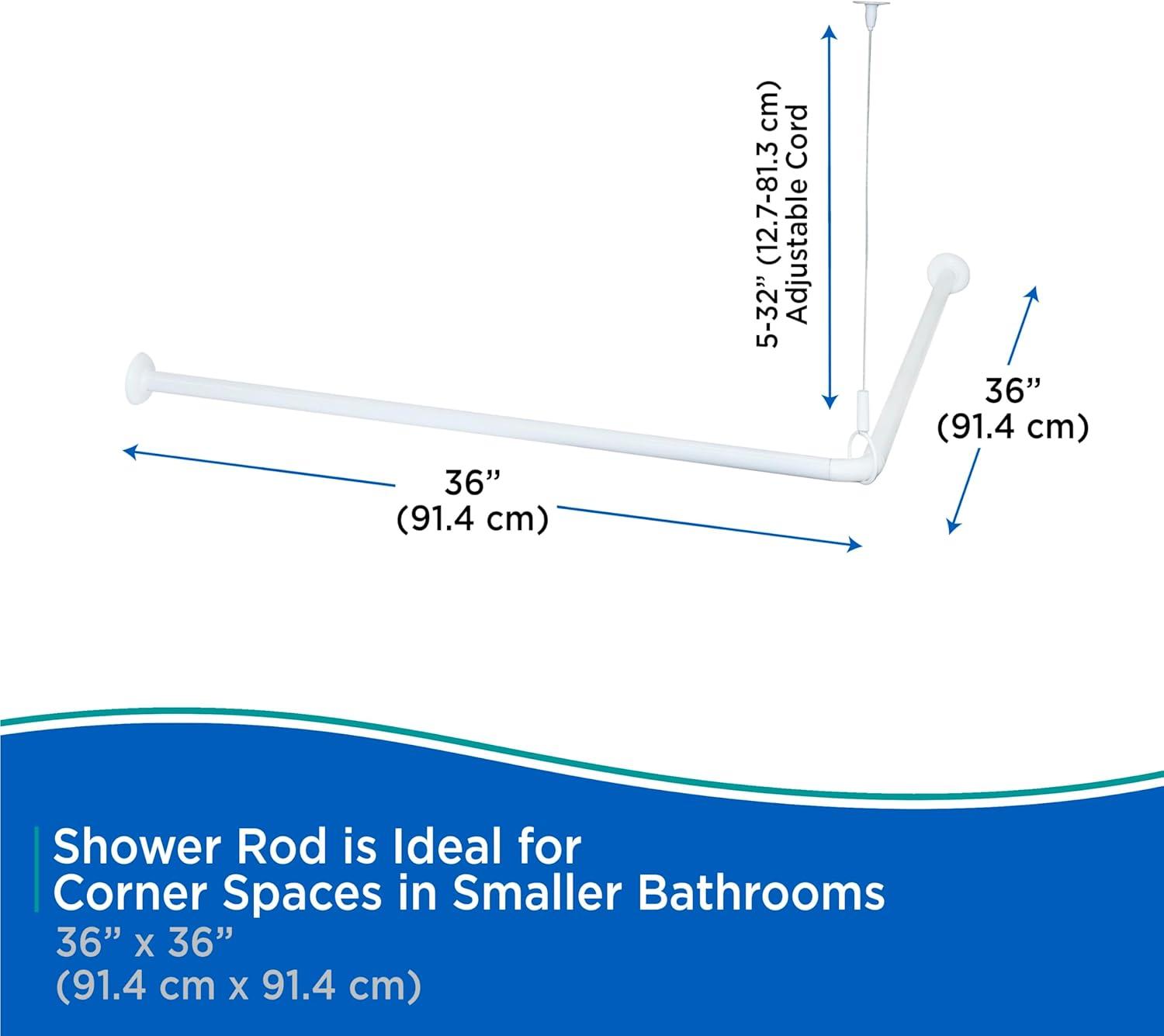 Kenney Twist & Fit 36" x 36" Fixed Corner Shower Curtain Rod