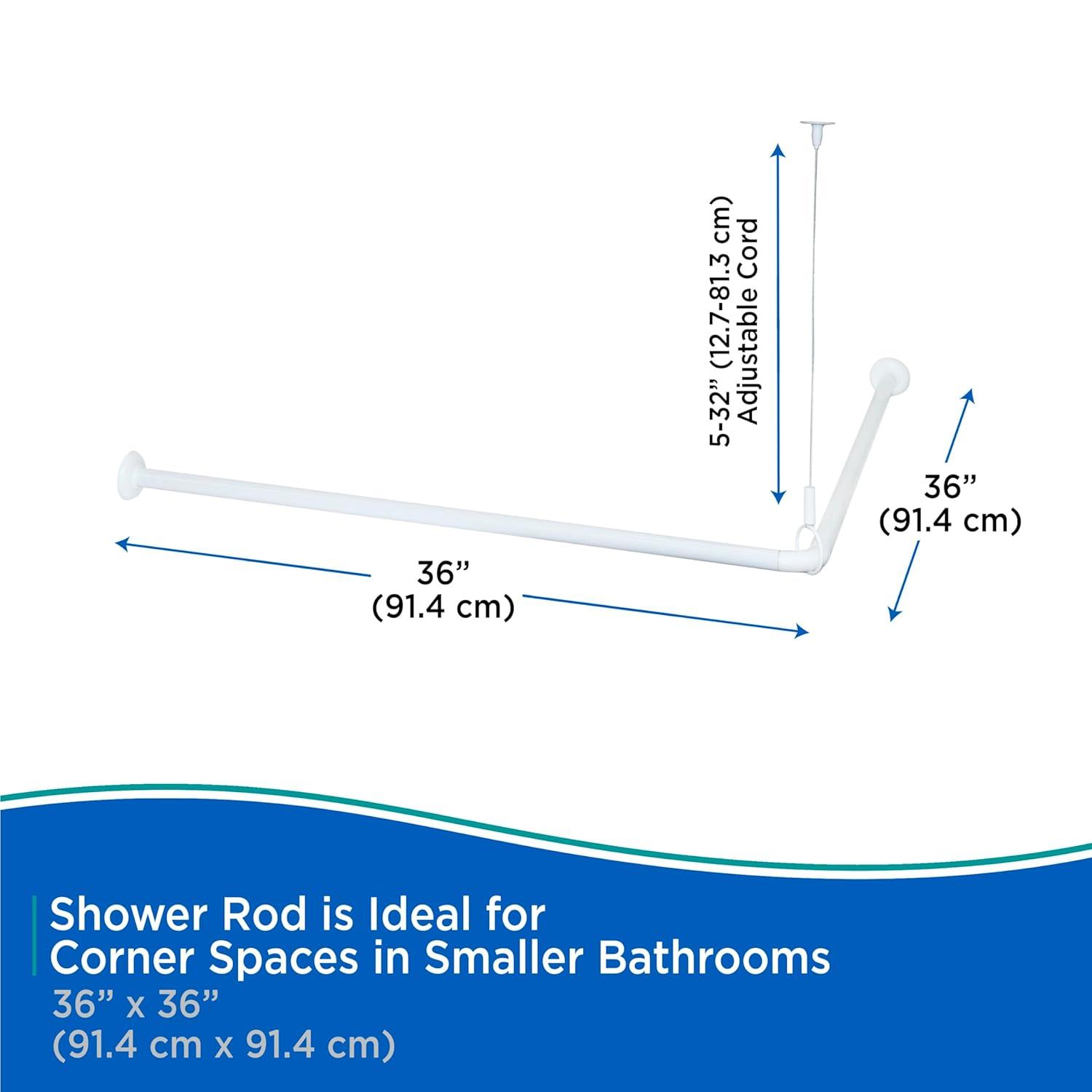 Kenney Twist & Fit 36" x 36" Fixed Corner Shower Curtain Rod