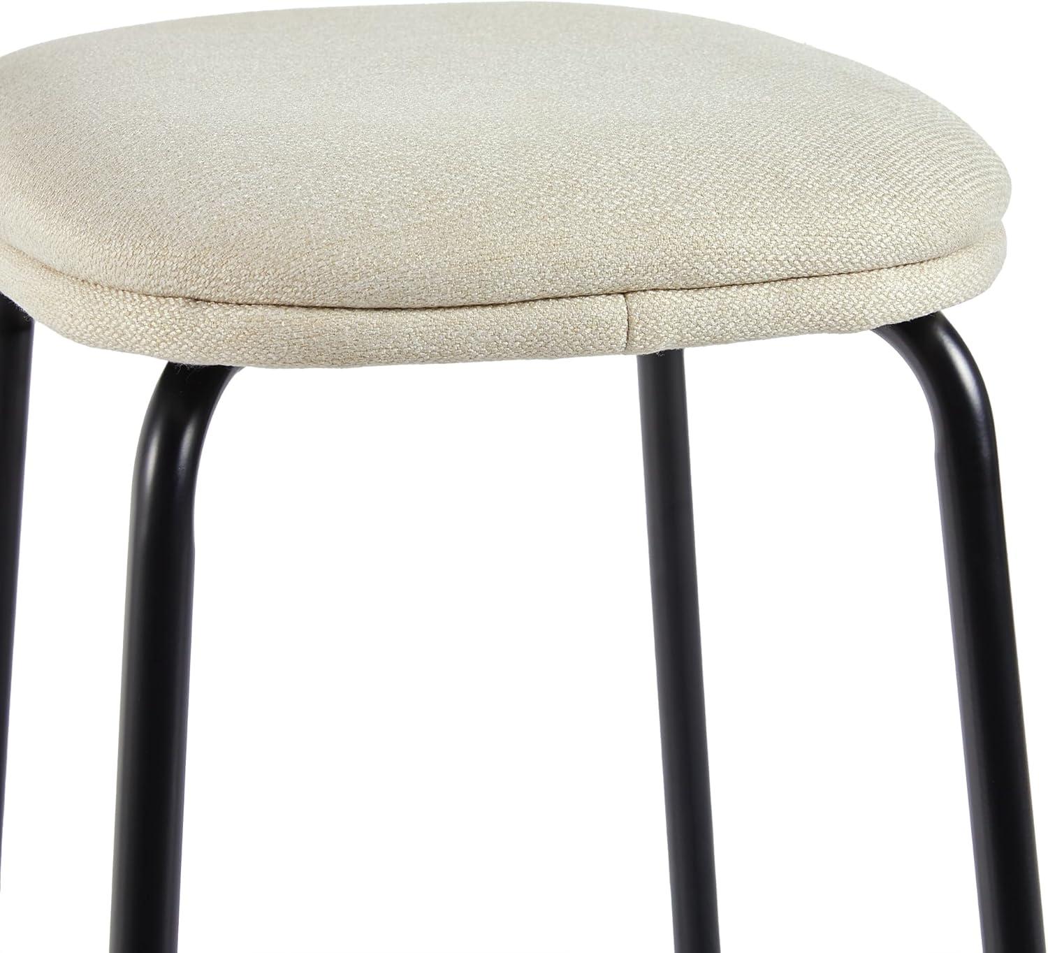 Walker Edison Modern Upholstered Counter Stool, Set of 2, Ivory