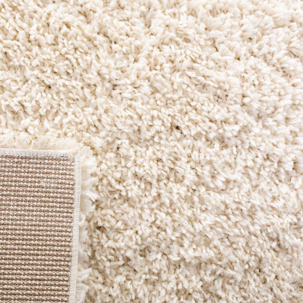 SAFAVIEH August Sophia Solid Shag Area Rug, Ivory, 4' x 4' Square