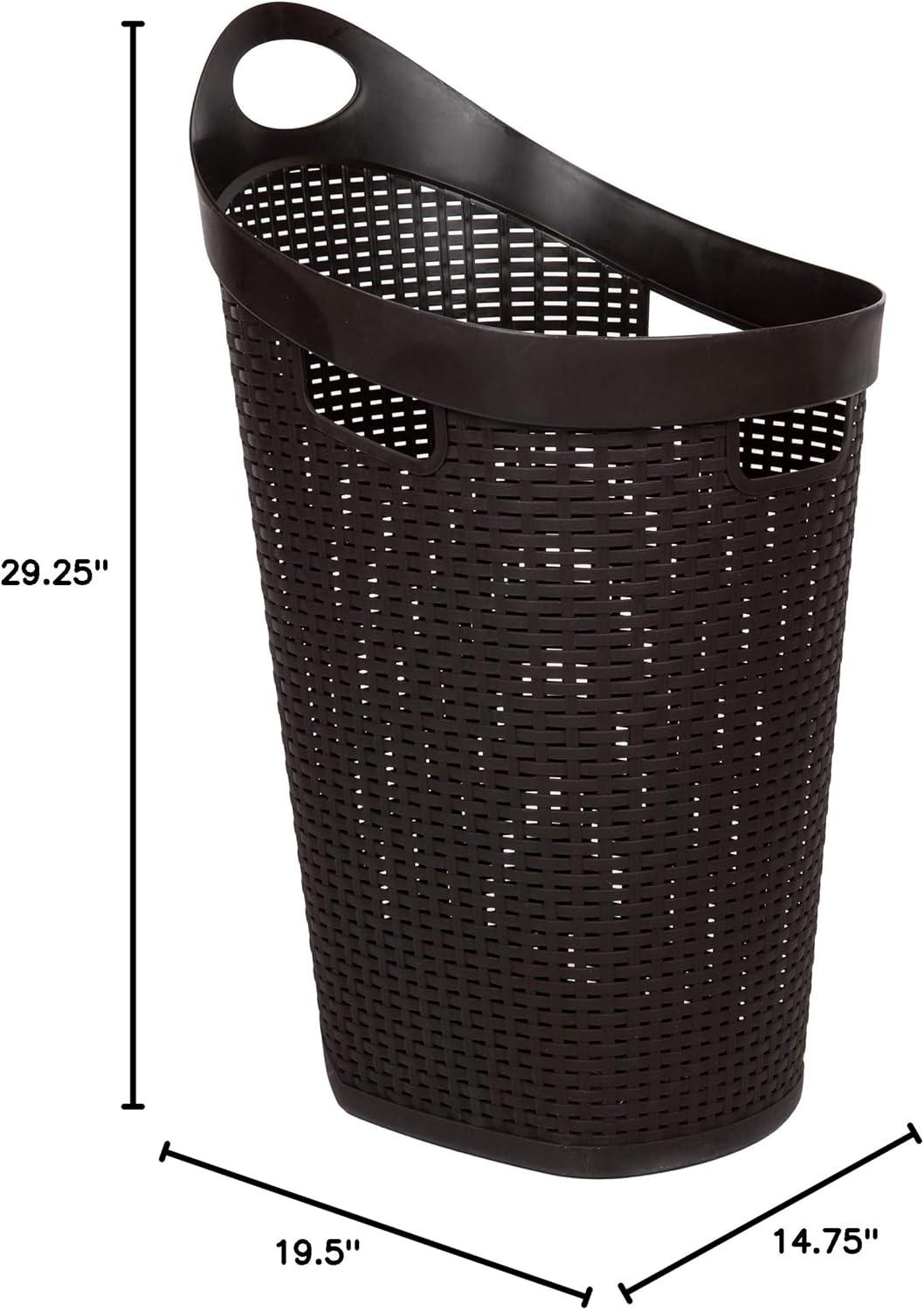 60L Rolling Laundry Hamper, Clothes Basket, Wheels, Wicker Style, 19.5"L x 14.75"W x 29.25"H