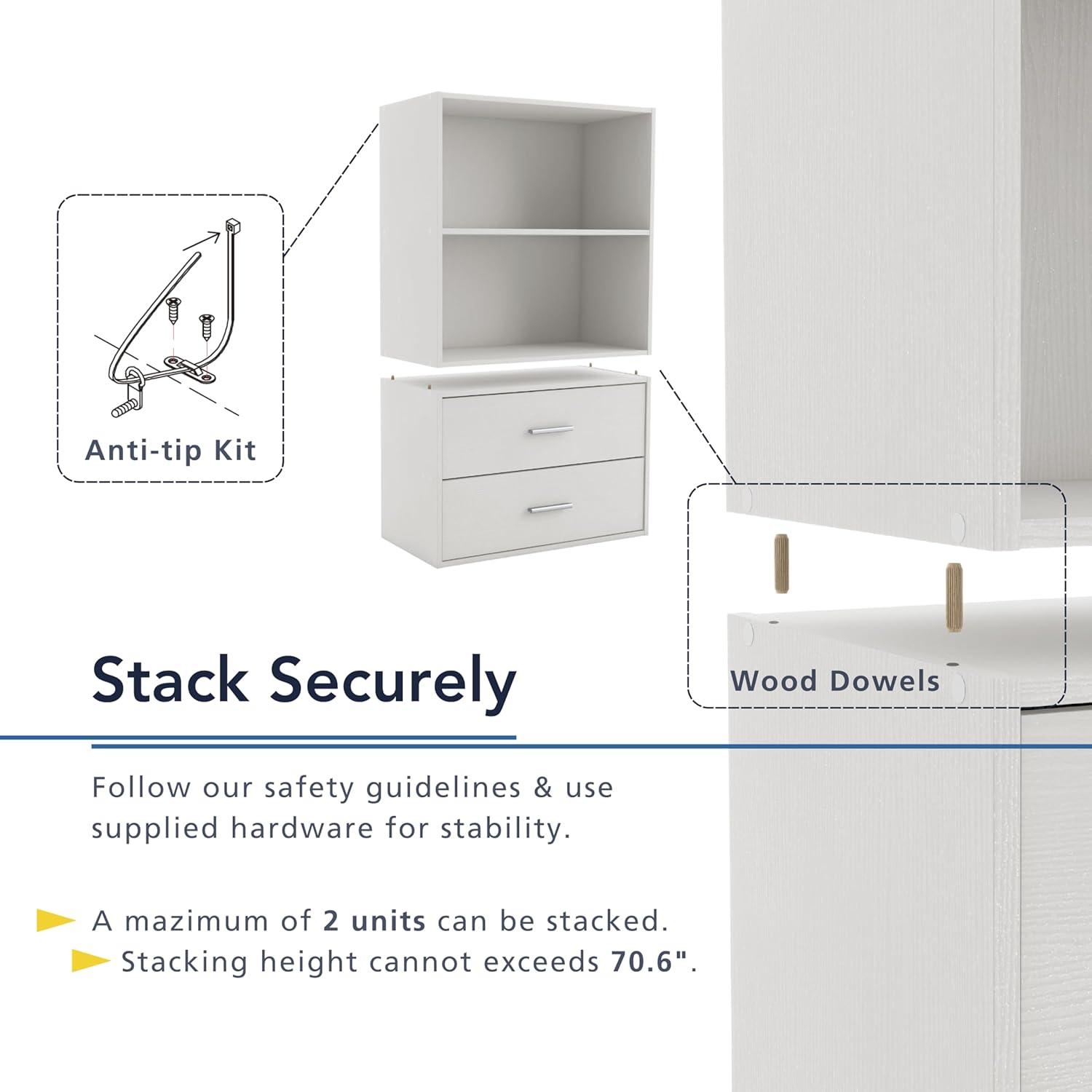 24/7 Shop At Home 46.9" Silkpath Modern 4 Tier Stackable and Modular Bookcase White: Modular Organizer, Open Shelving
