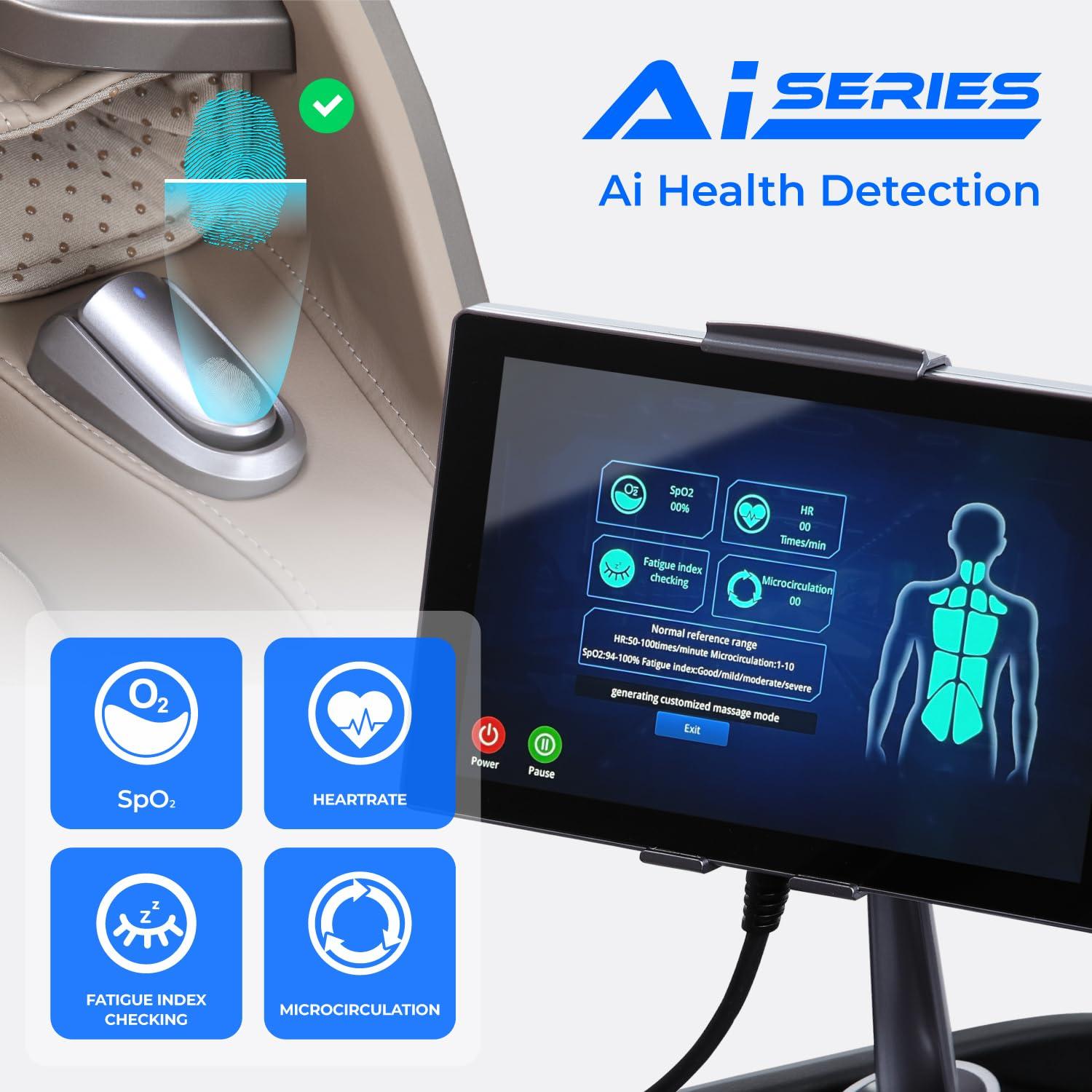 2025 Revive | 4D Massage | Health Fingerprint Sensor| Massage Chair Zero Gravity| AI Health Detection| 40 Cell Full Body Air Massage | (Beige)