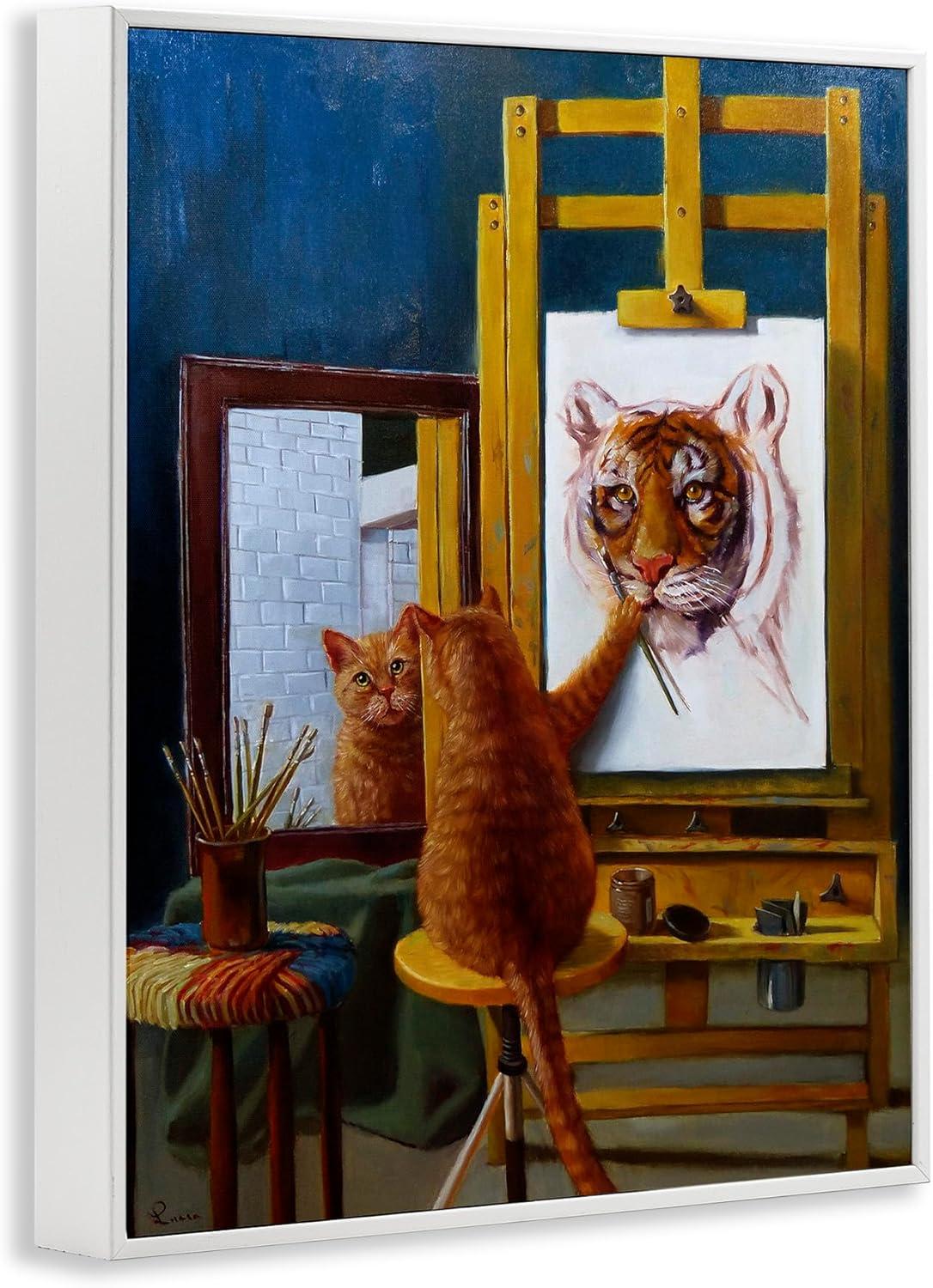 Stupell Industries Cat Confidence Self Portrait as a Tiger Funny Painting, 11 x 14,Design by Lucia Heffernan