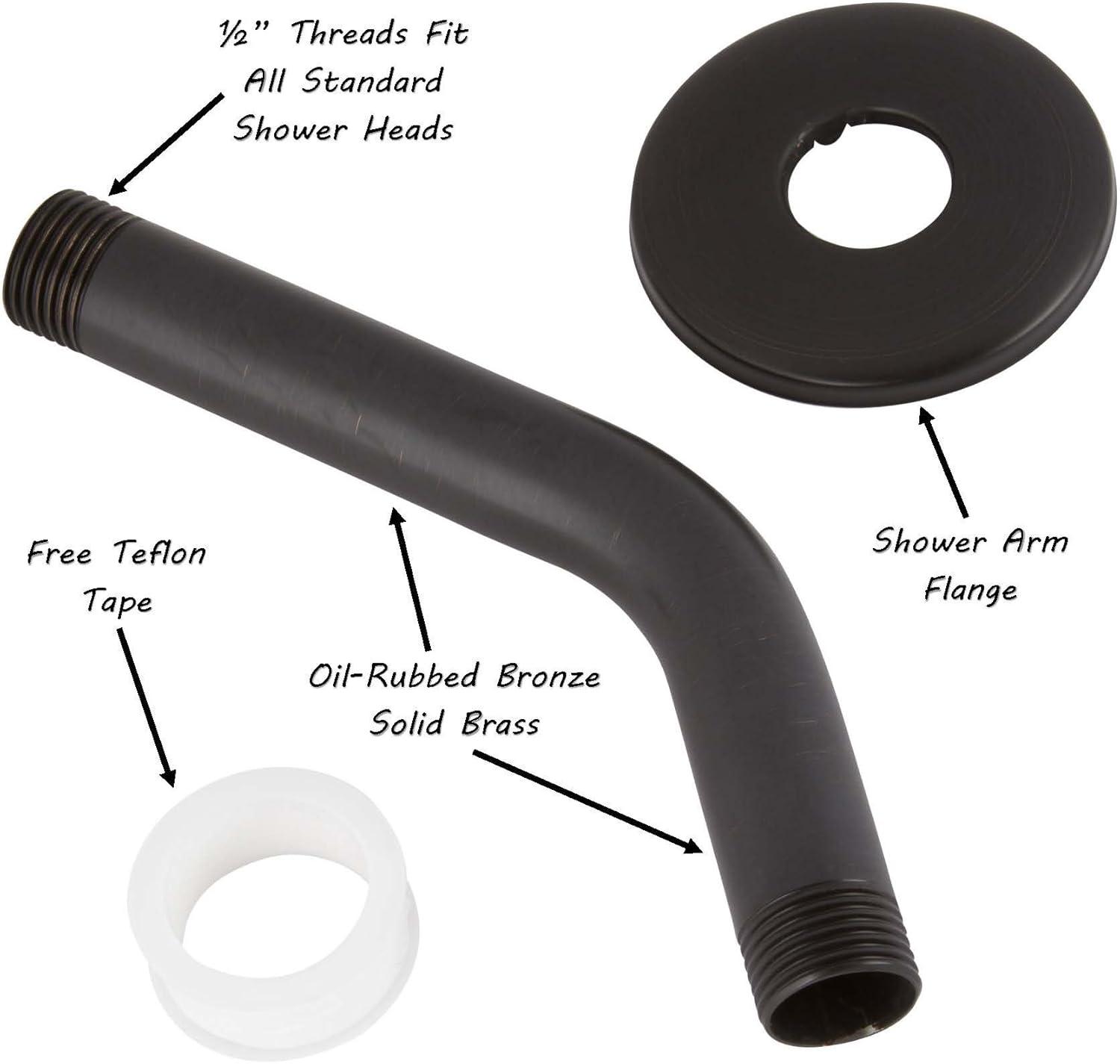 Aqua Elegante Shower Arm And Flange for Home Shower Heads - 6 inch - Oil-Rubbed Bronze