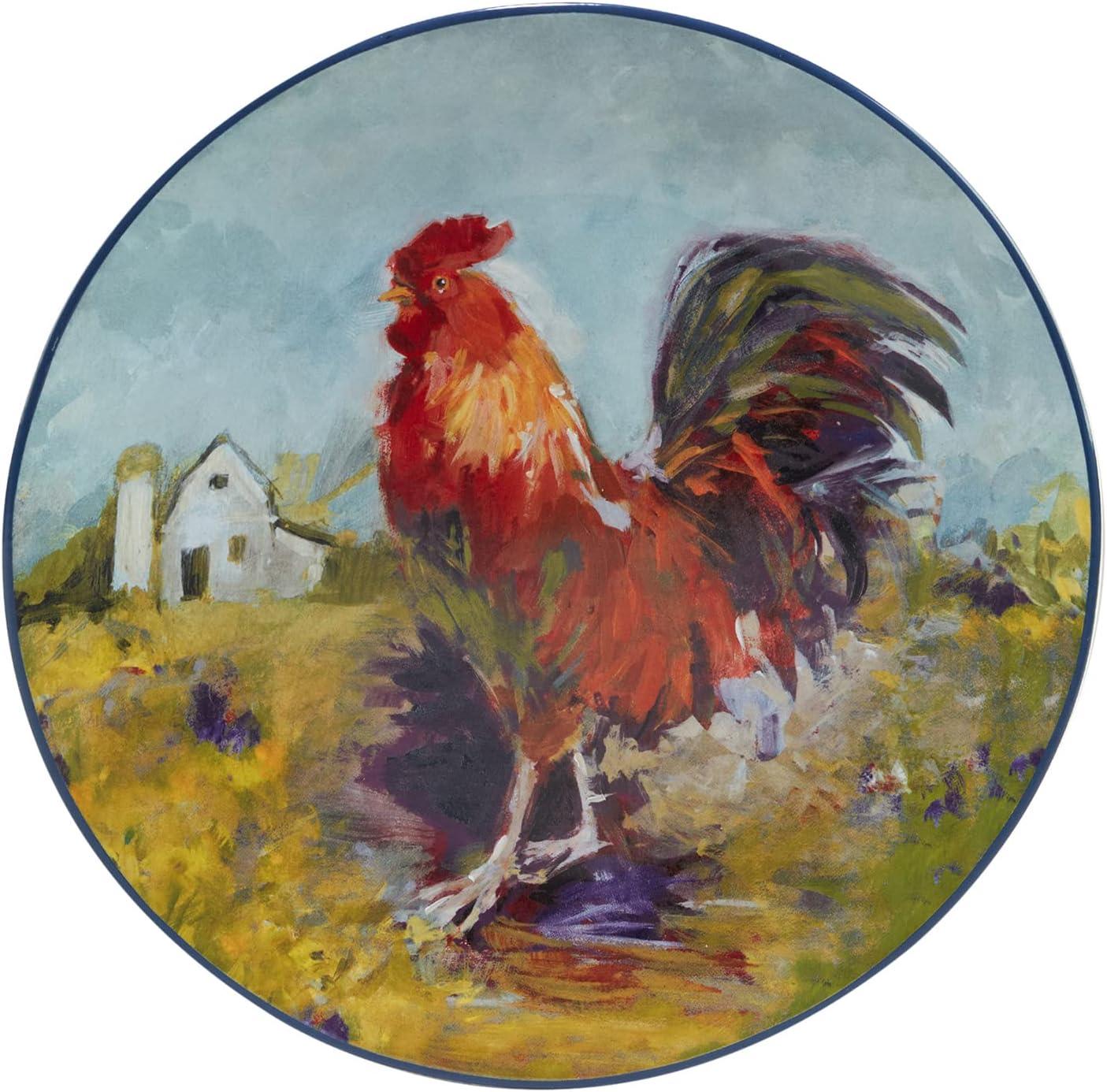 Certified International  Rooster Meadow 11" Dinnerware Plates, Set of 4 - 11" x 11"