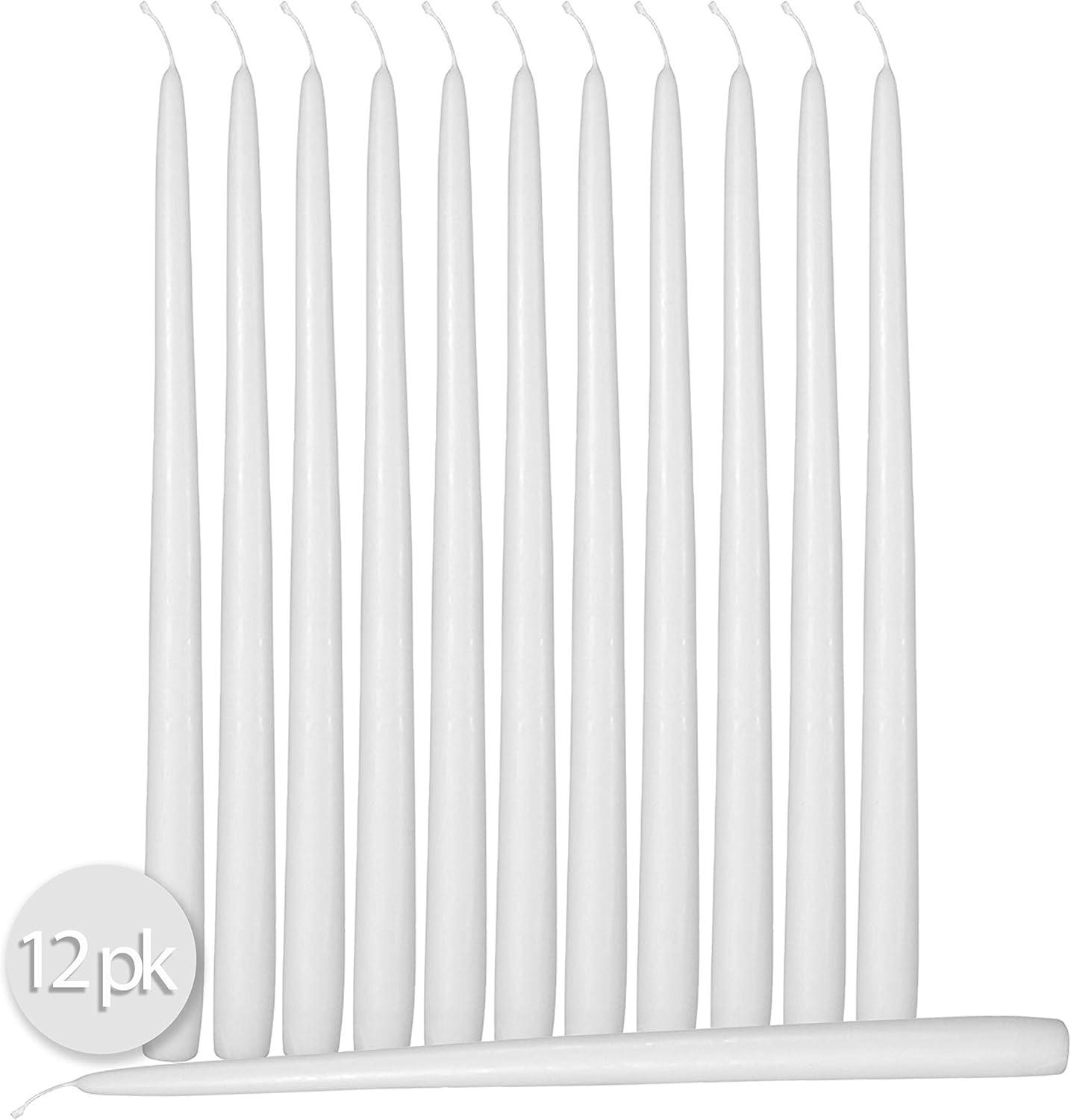 10-Inch White Dripless Taper Candles, 12-Pack