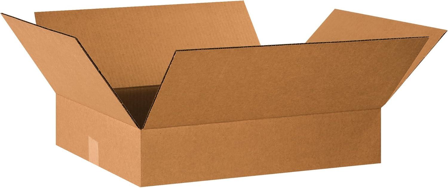 Box Partners Flat Corrugated Boxes 22" x 18" x 4" Kraft 25/Bundle 22184