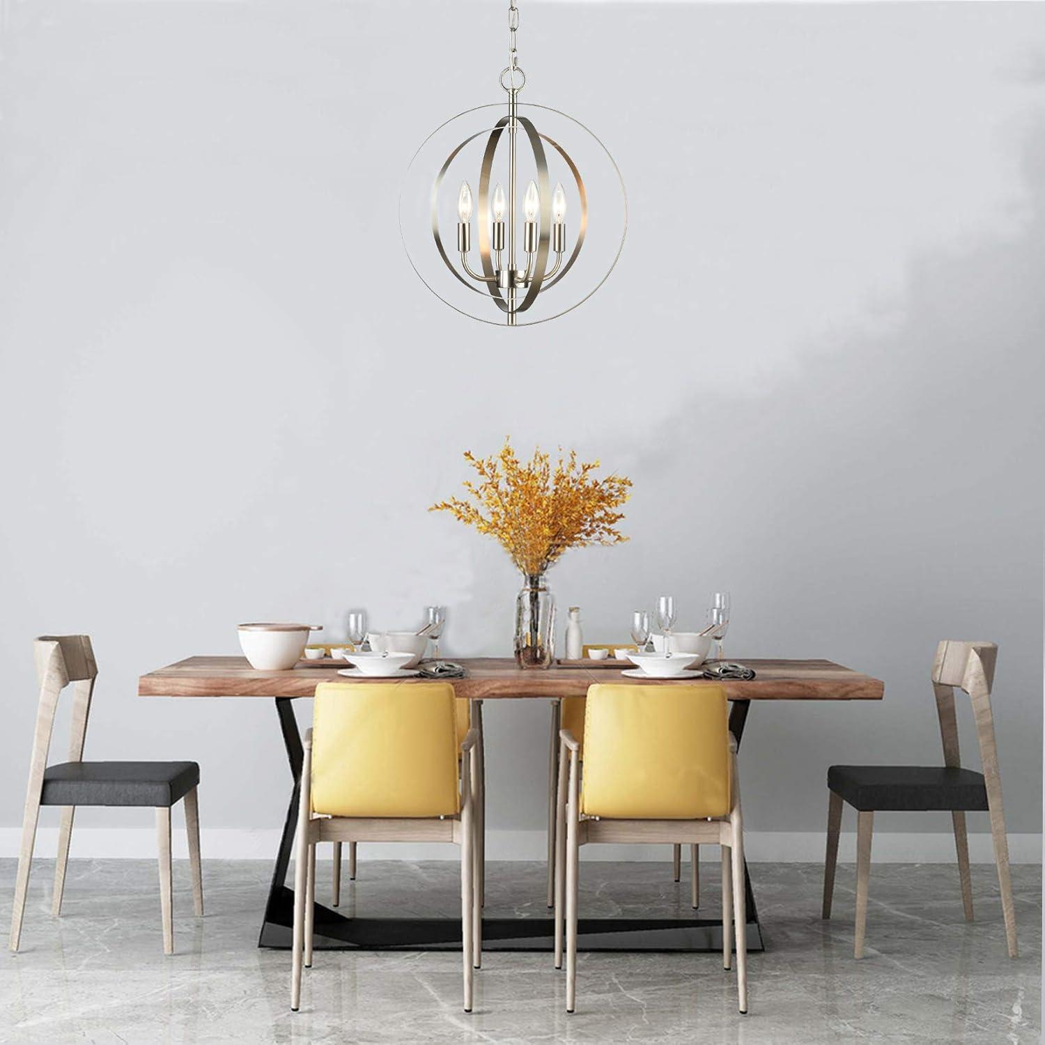 Brushed Nickel 4-Light Spherical Sputnik Chandelier