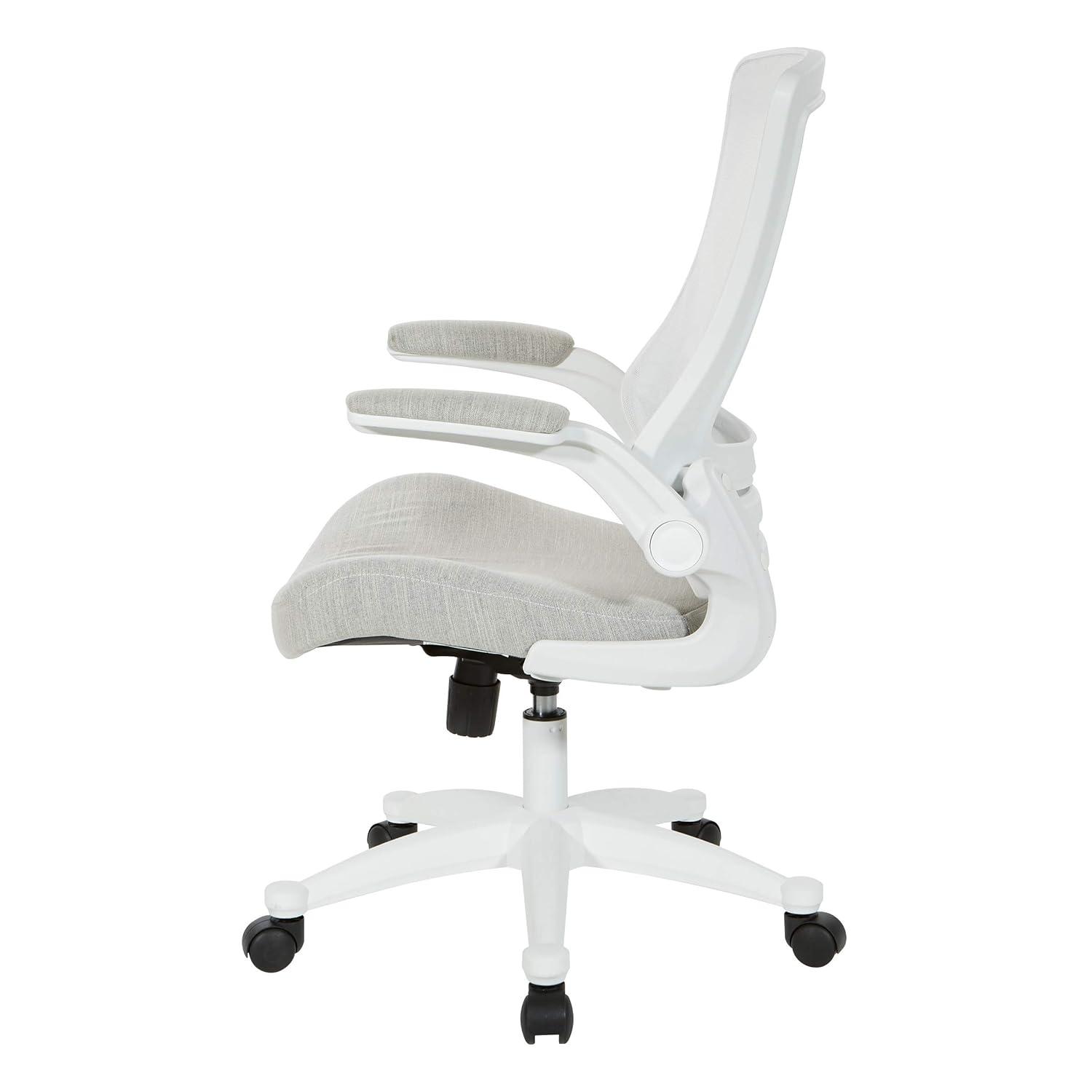White Screen Back Manager's Chair in Linen Stone Gray Fabric