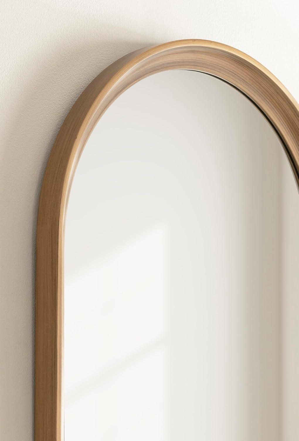 Kate and Laurel Hatherleigh Vintage Arched Wooden Wall Mirror, 24 x 36, Antique Gold, Decorative Arch Mirror for Use as Vanity Bathroom Mirror or Fireplace Mantel Mirror