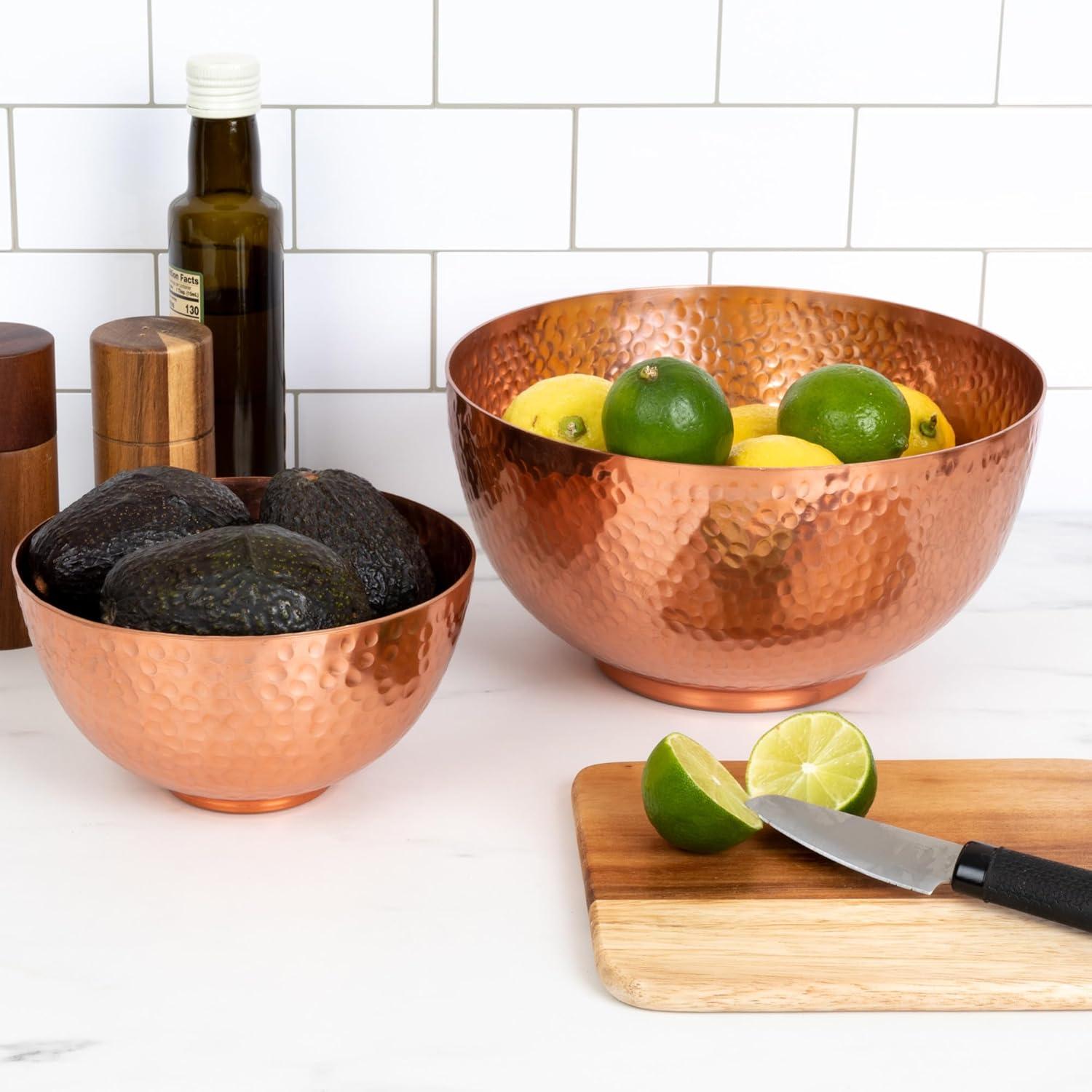 Bloomingville, Copper Round Hammered Metal Bowls, Set of 2 Sizes, Finish