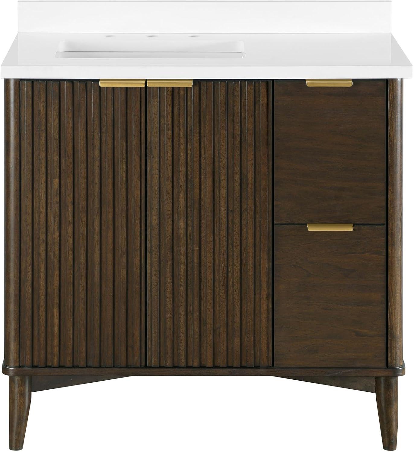 Miseno Mv-Berk36-15Vva Indy 36" Free Standing Single Basin Vanity Set - Onyx Black / White