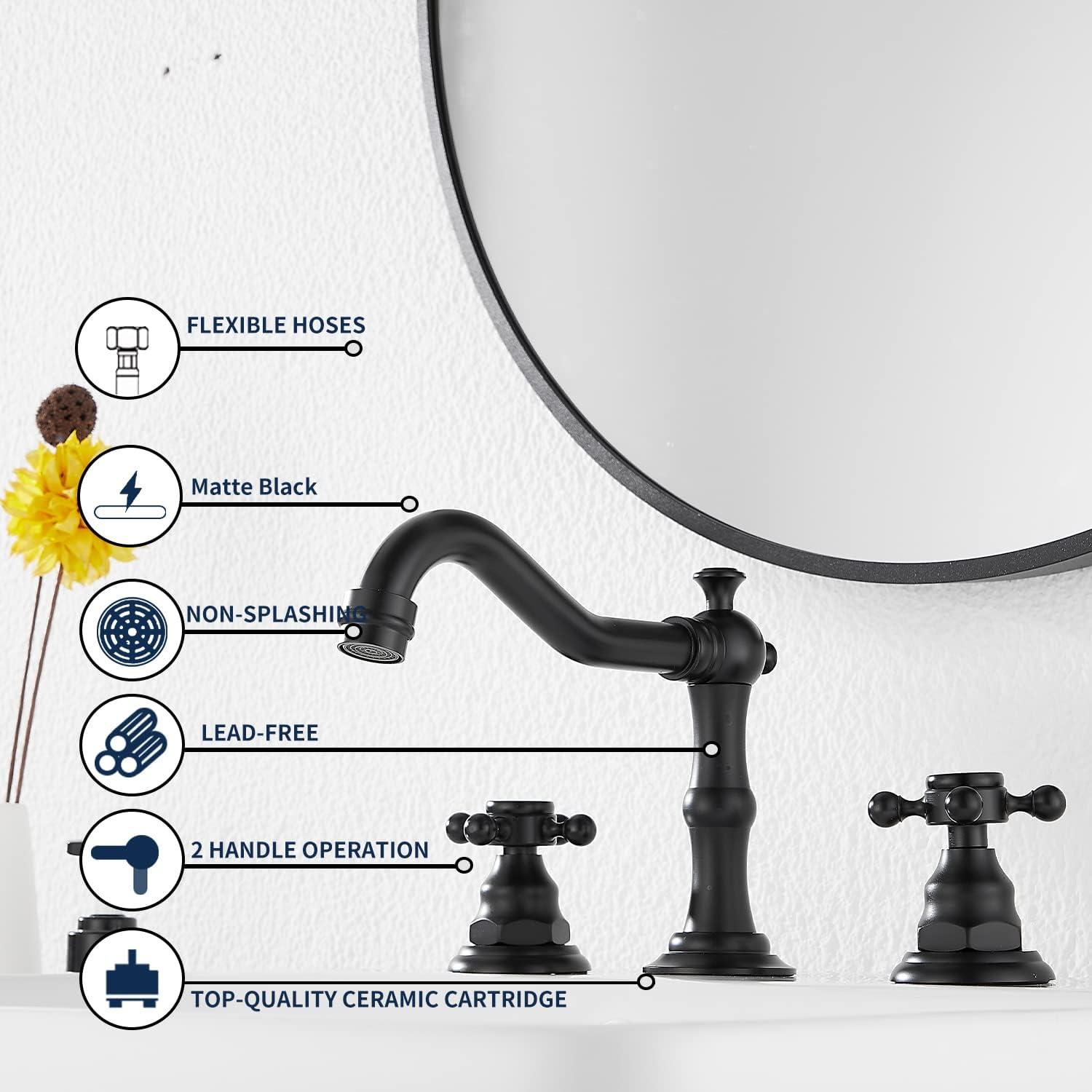 Widespread 2-handle Bathroom Faucet with Drain Assembly