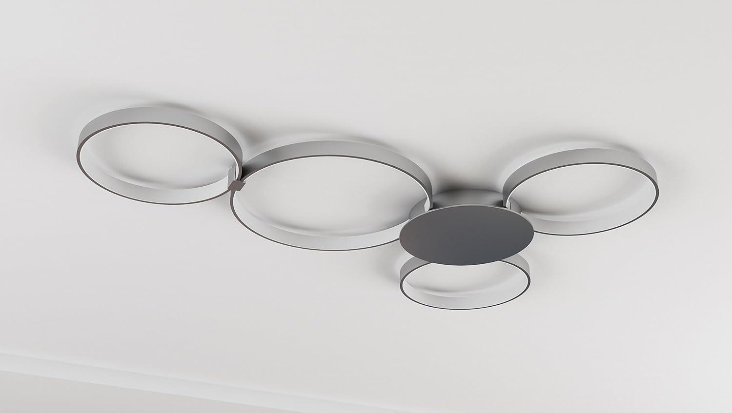 Capella 43" Silver Aluminum Multi-Ring LED Ceiling Light Fixture