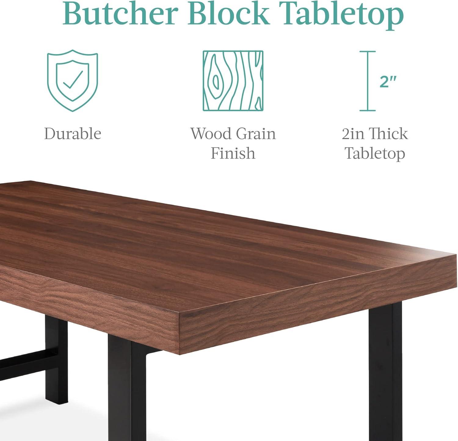 Best Choice Products 44in Modern Butcher Block Top Coffee Table, Rectangular Wood Accent Table w/ Metal Legs