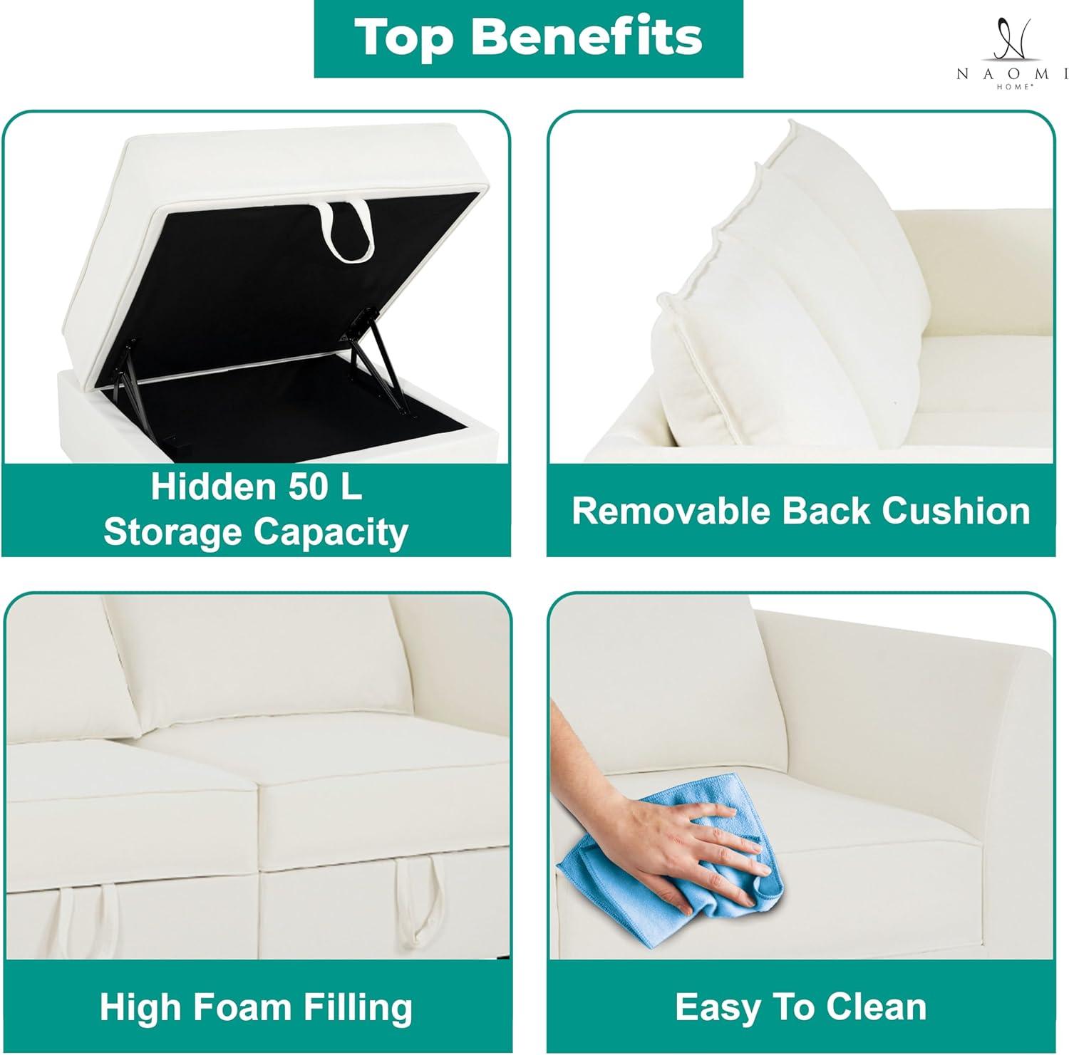 Naomi Home Elizabeth Modern DIY Collection-Fabric:Linen,Finish:White Down,Style:Sofa Set