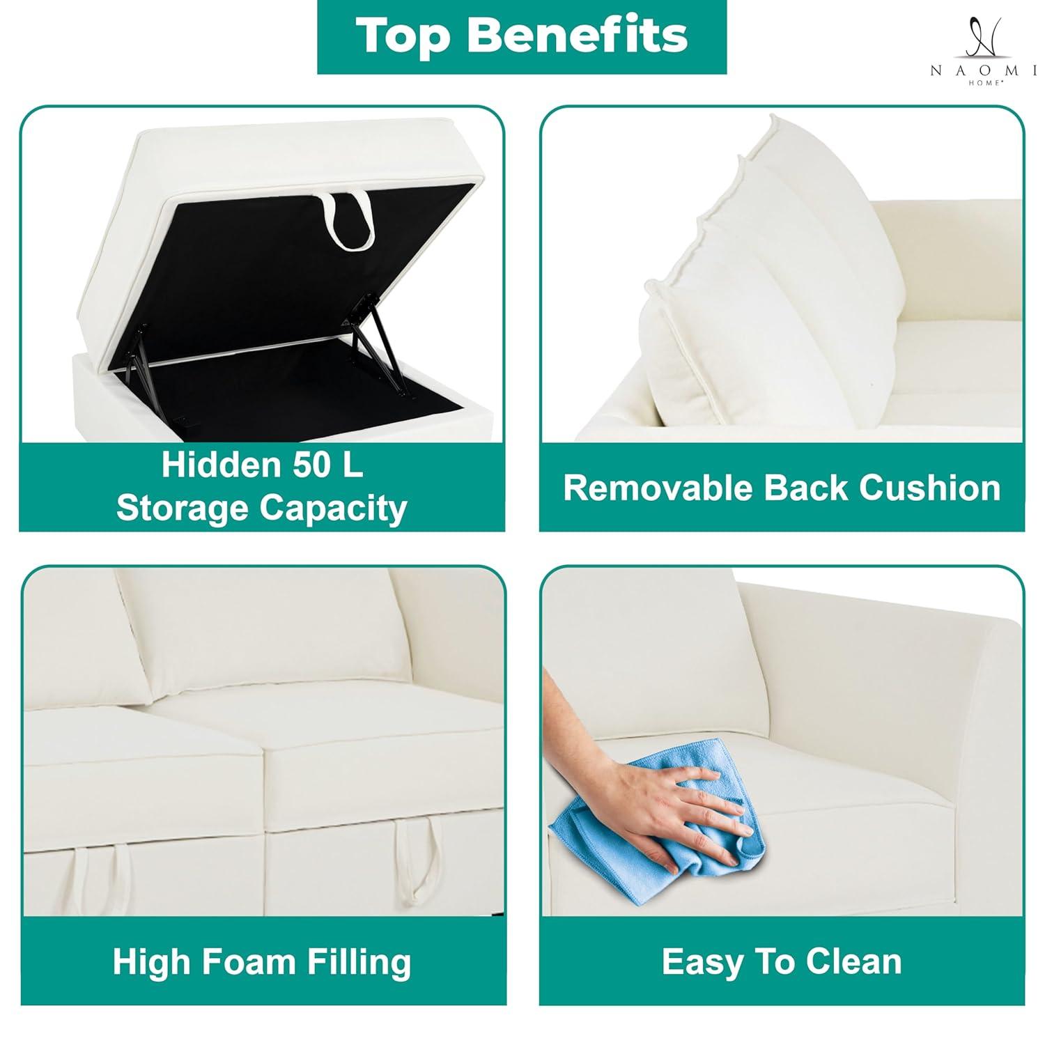 Naomi Home Elizabeth Modern DIY Collection-Fabric:Linen,Finish:White Down,Style:Sofa Set