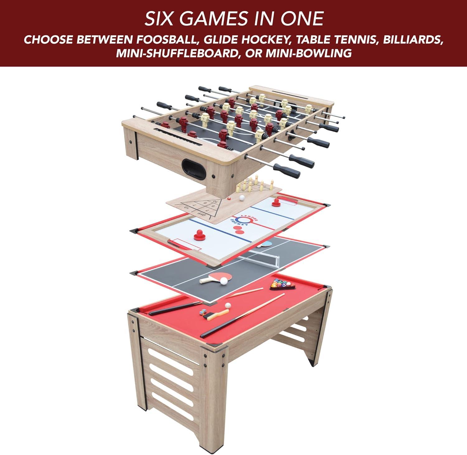 Hathaway Games Madison Multi Game Table with Foosball, Glide Hockey, Table Tennis, Billiards, Shuffleboard and Bowling