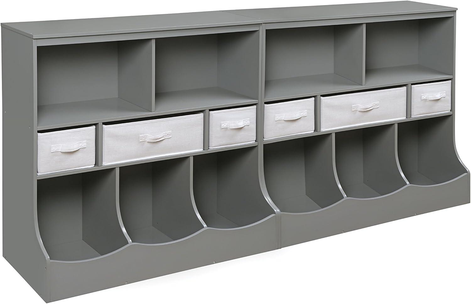 Badger Basket Combo Bin Storage Unit with Three Baskets - Gray