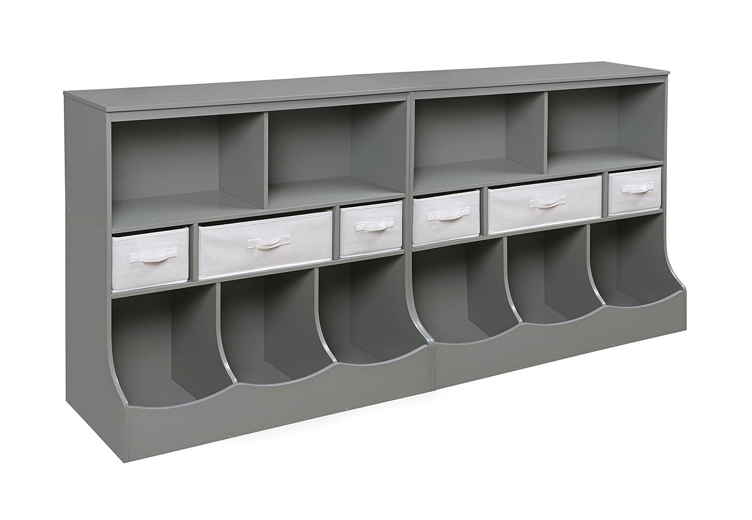 Badger Basket Combo Bin Storage Unit with Three Baskets - Gray