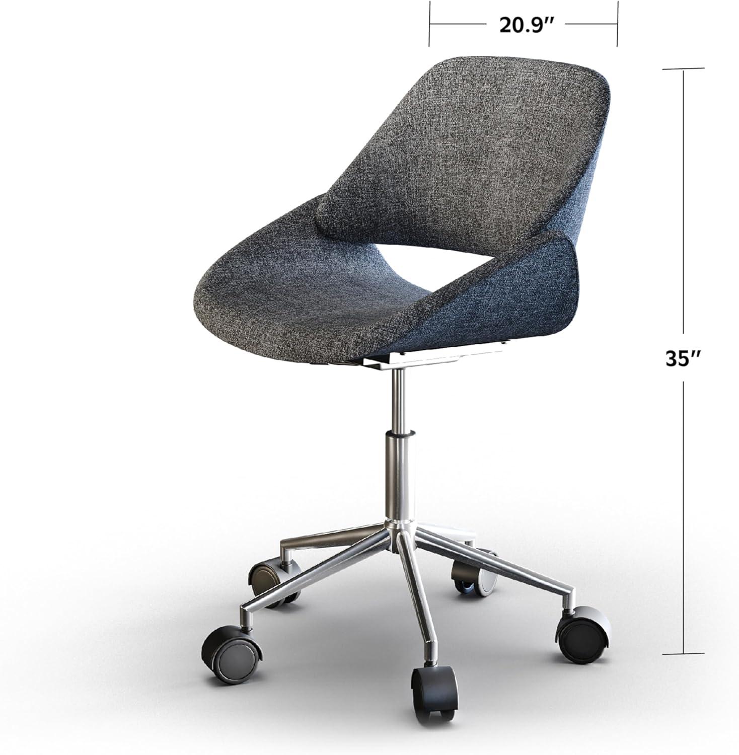 Simpli Home Malden Adjustable Swivel Fabric Executive Office Chair in Gray