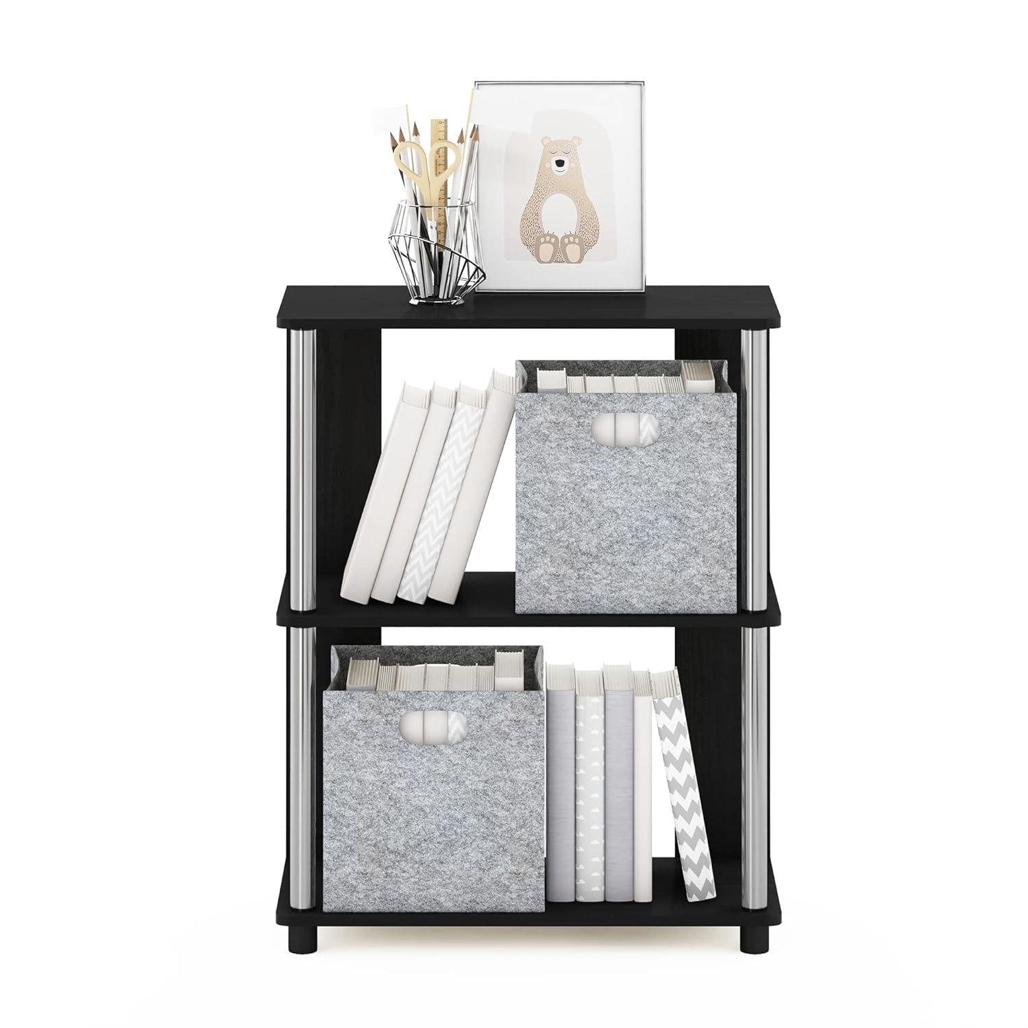 Furinno Simple Design 3-Tier Decorative Bookshelf Industrial Open Bookcase Display Shelf Storage Rack,Americano