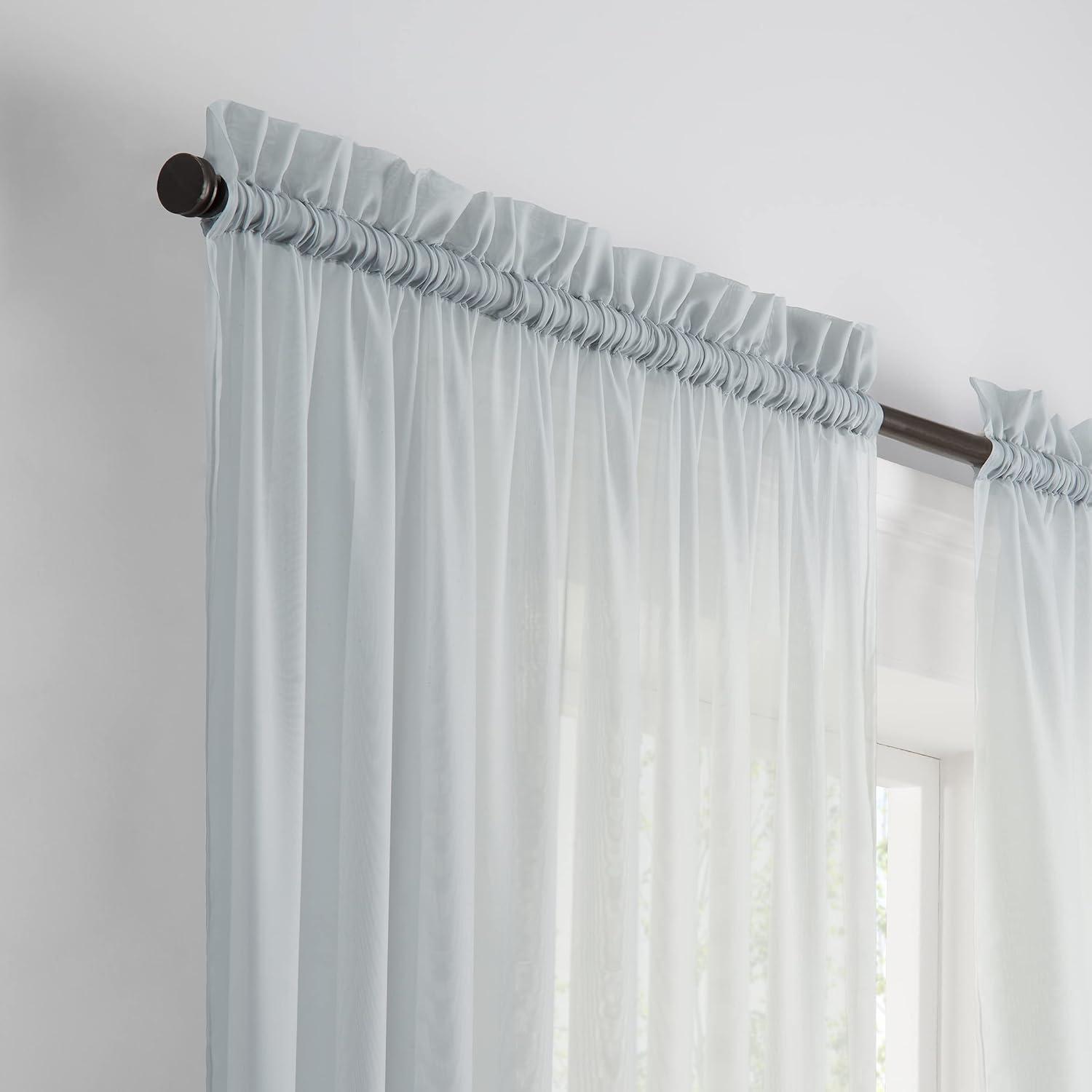 Victoria Gray Sheer Cotton Polyester Rod Pocket Curtain Panels