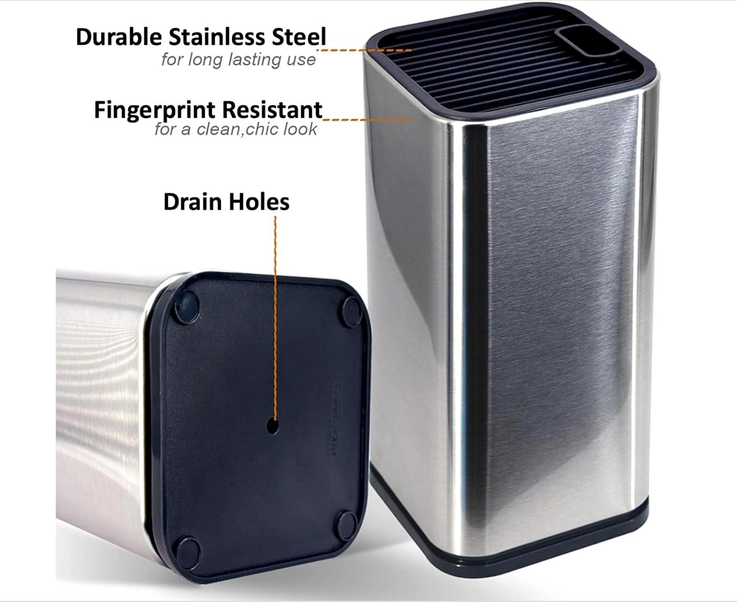 Dura Living Dura Living Universal Knife Block Holder, Stainless Steel Organizer, Space-Saving Storage Stand